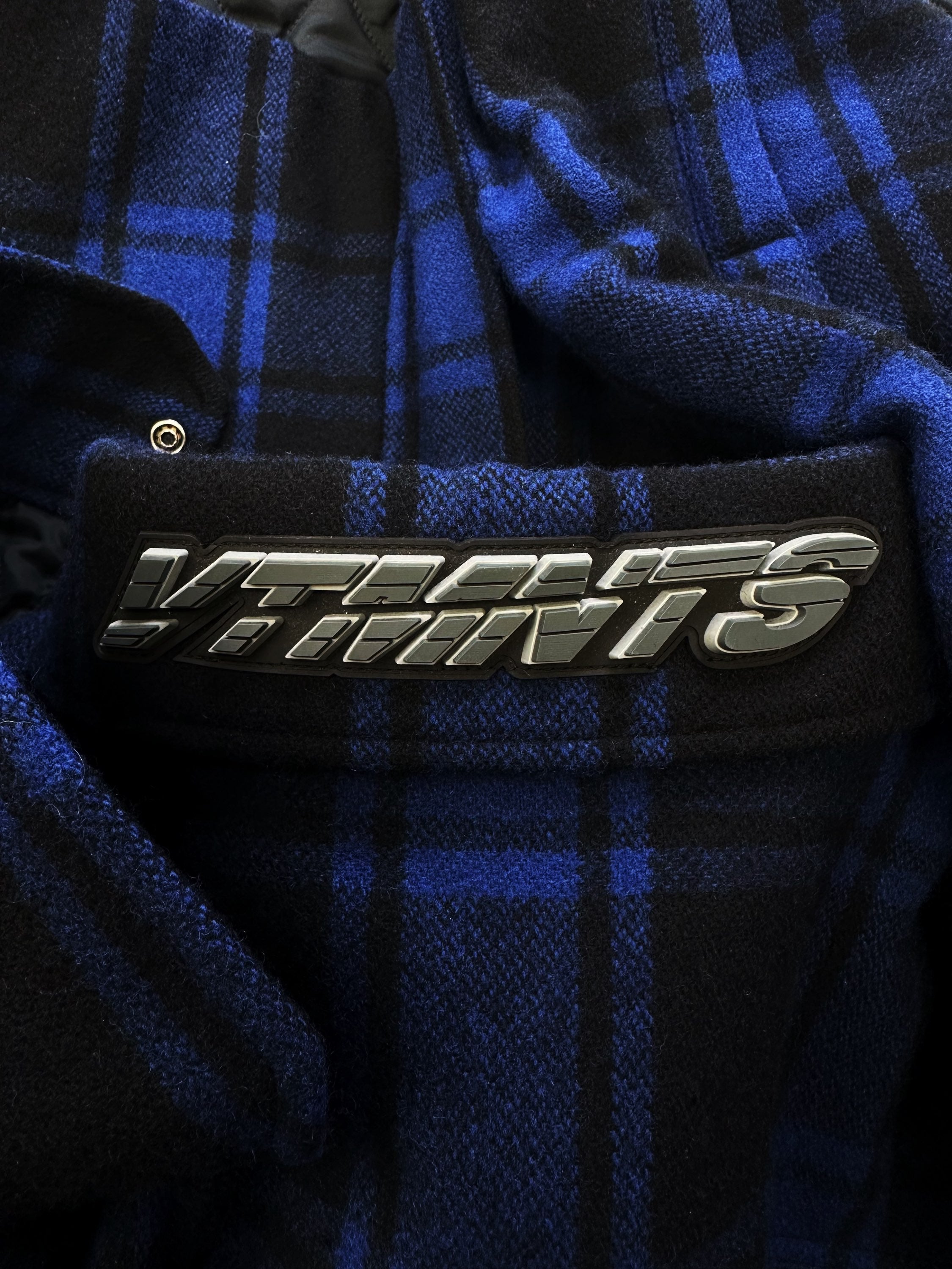 AW21 Vêtements ‘Racing’ Rubber Logo Navy Blue Flannel Jacket