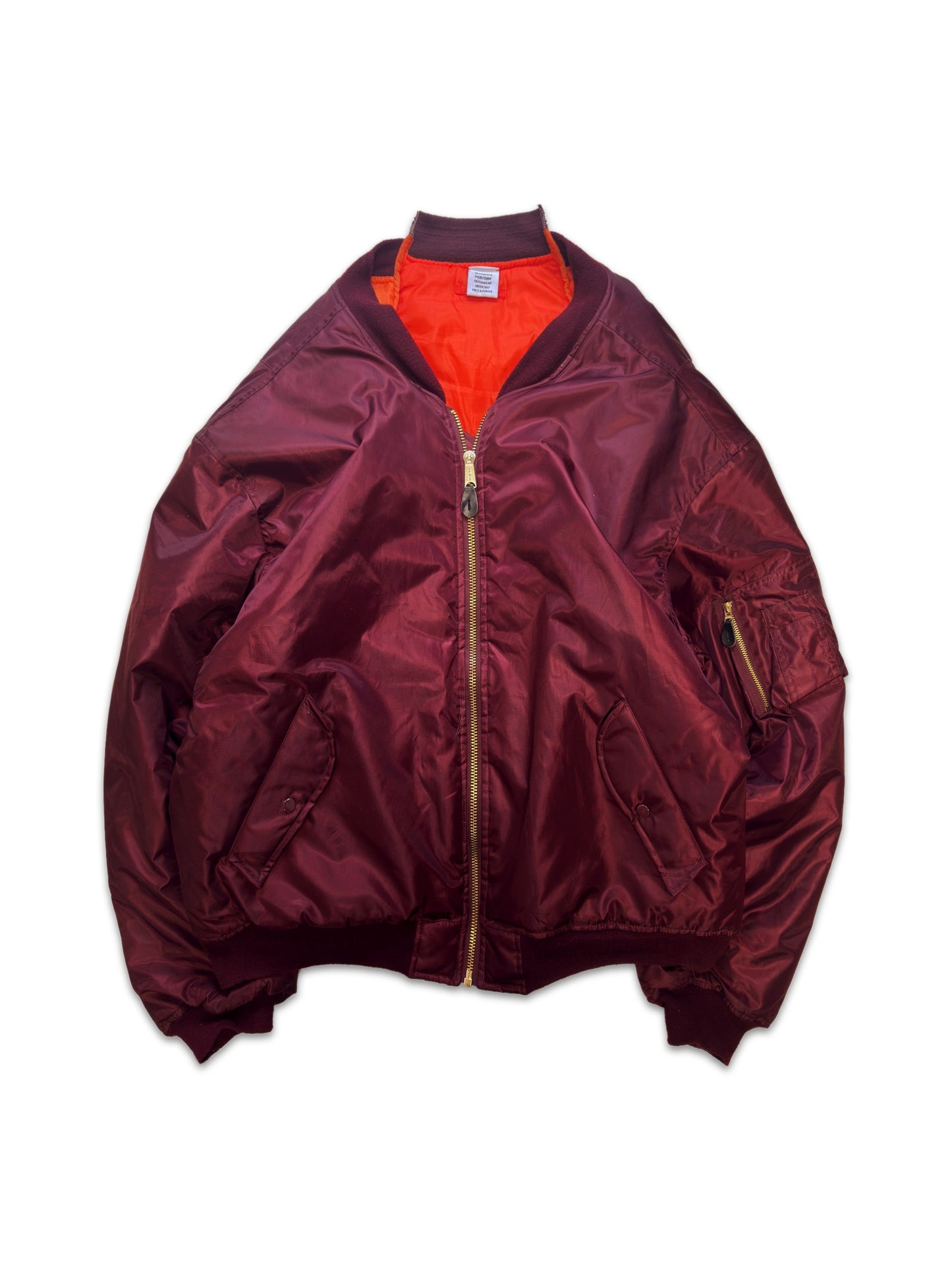 AW17 Vêtements ‘5XL’ Oversized Burgundy Nylon Bomber Jacket