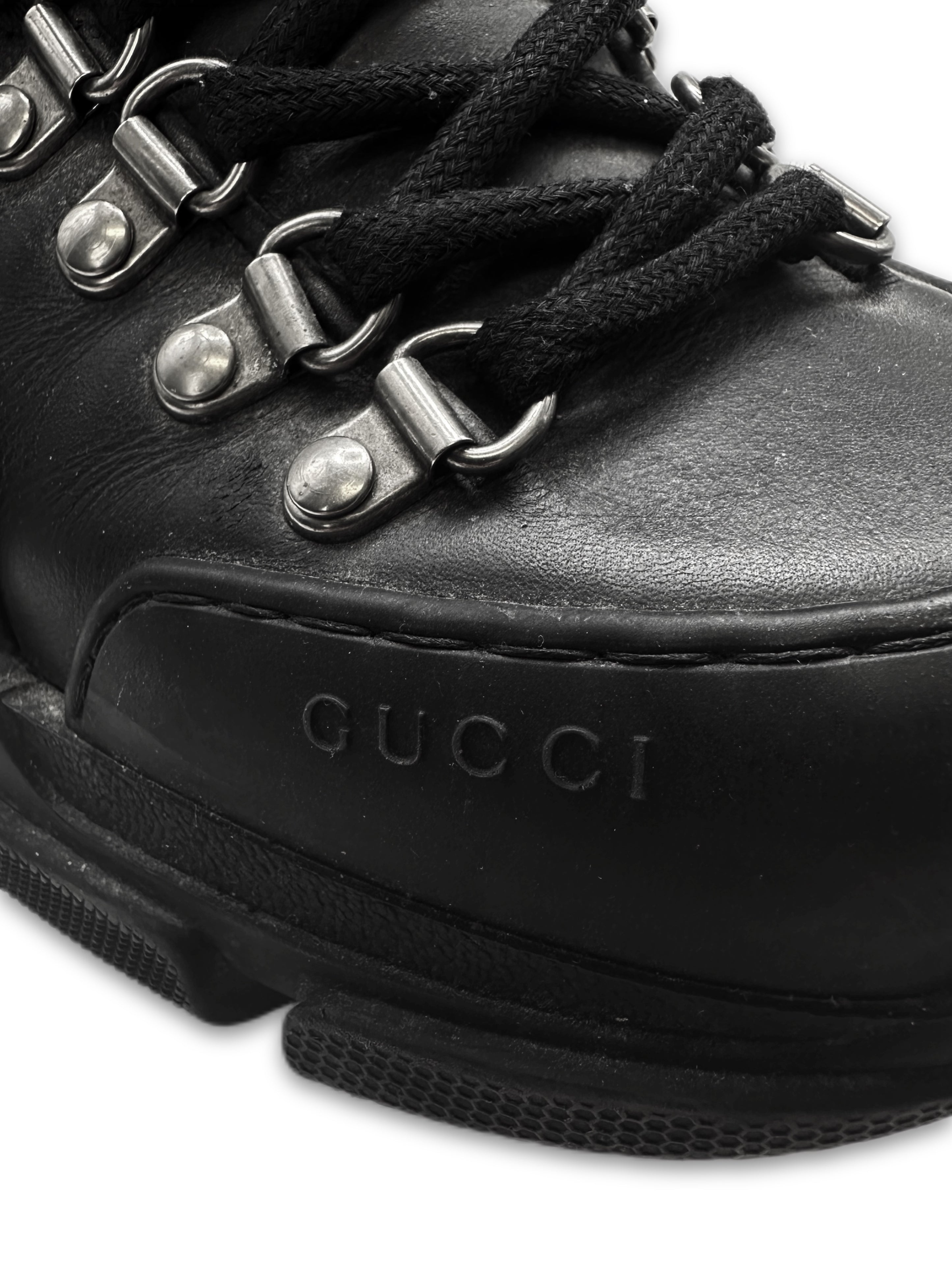 Gucci ‘Flashtrek’ Black Leather Low-top Logo Hiking Shoes
