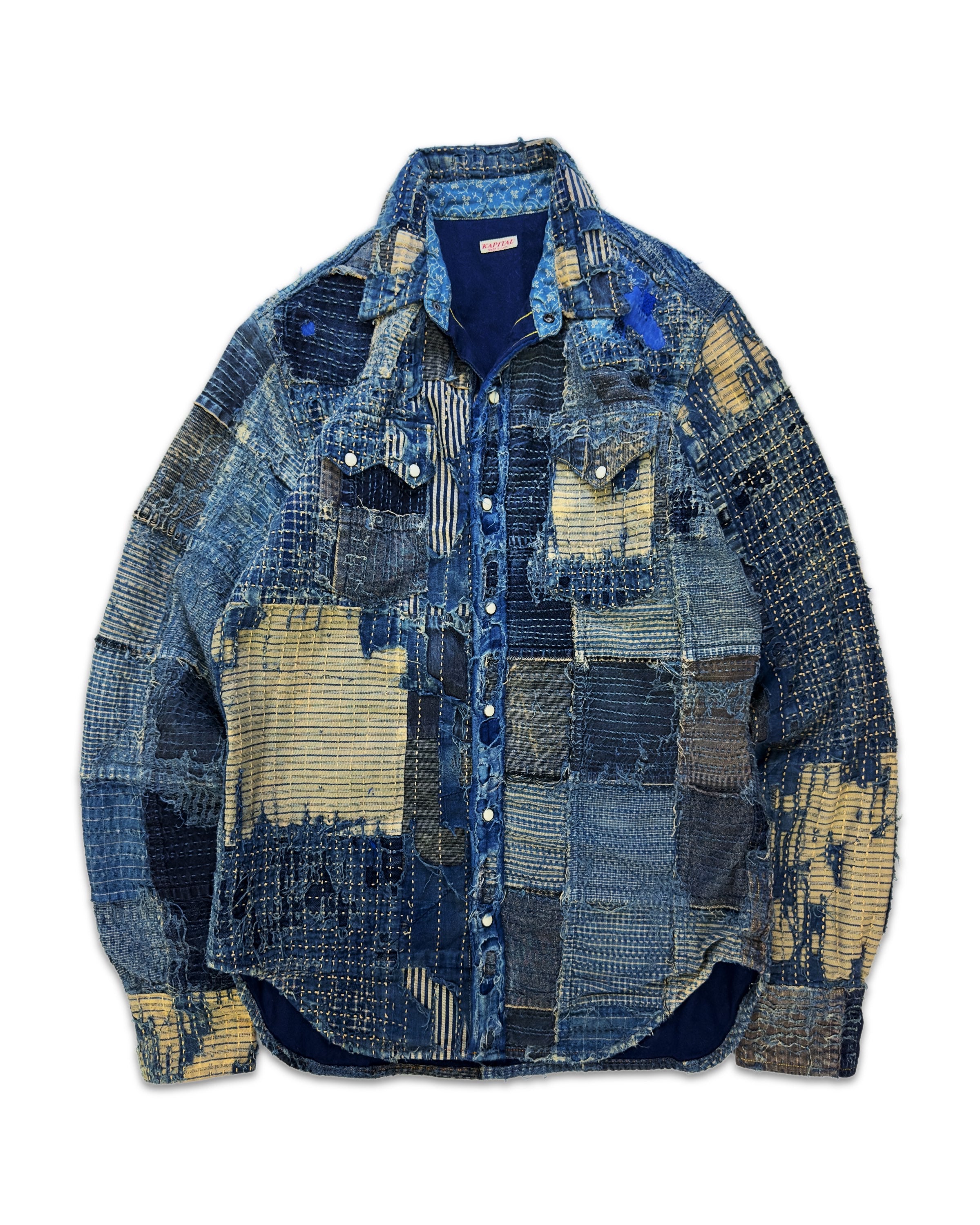 AW23 Kapital ‘Boro Stitch’ Pearl Button Denim Shirt Jacket