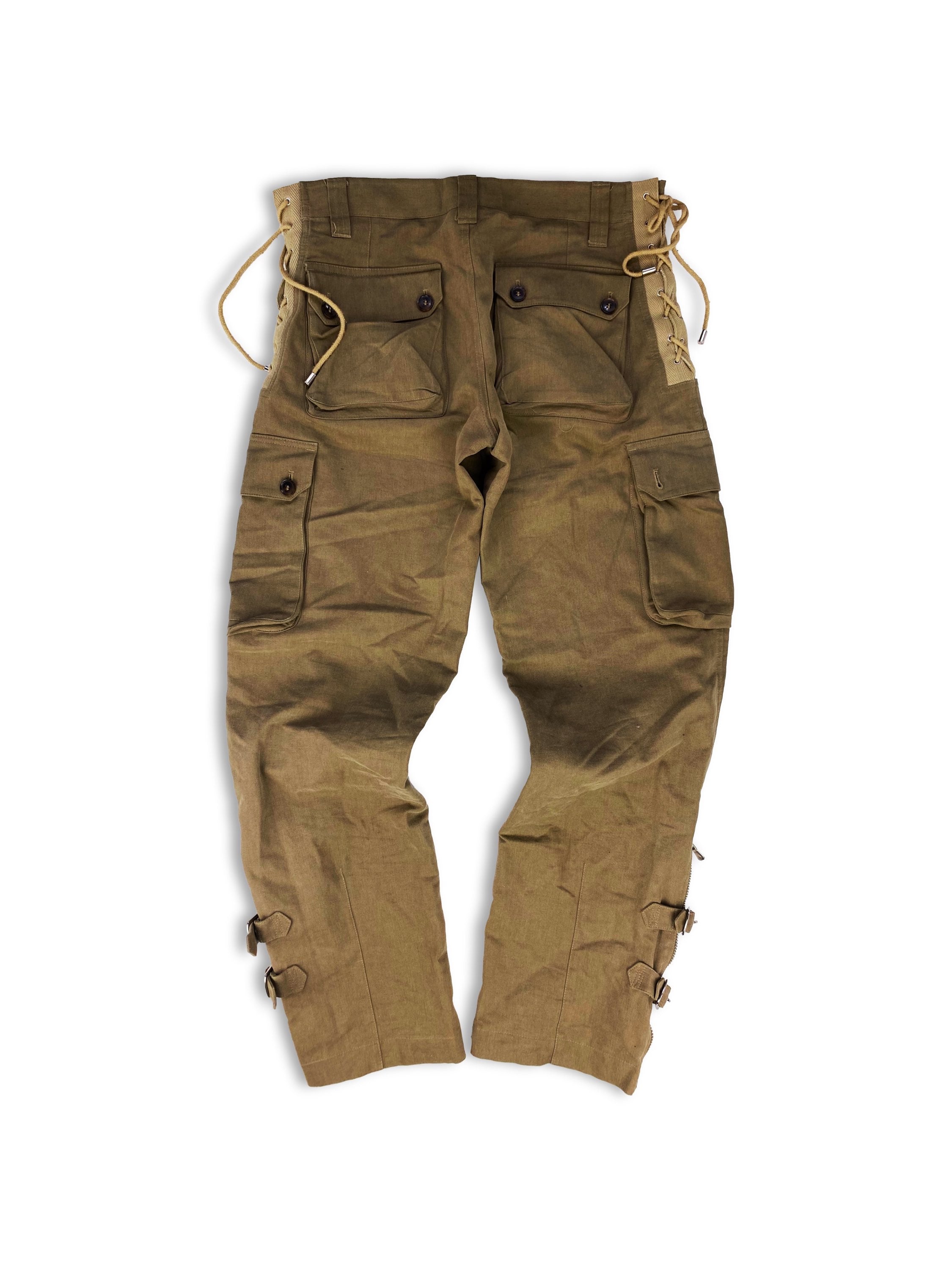 00s Dolce &amp; Gabbana Belted Tan Multi Pocket Cargo Pants