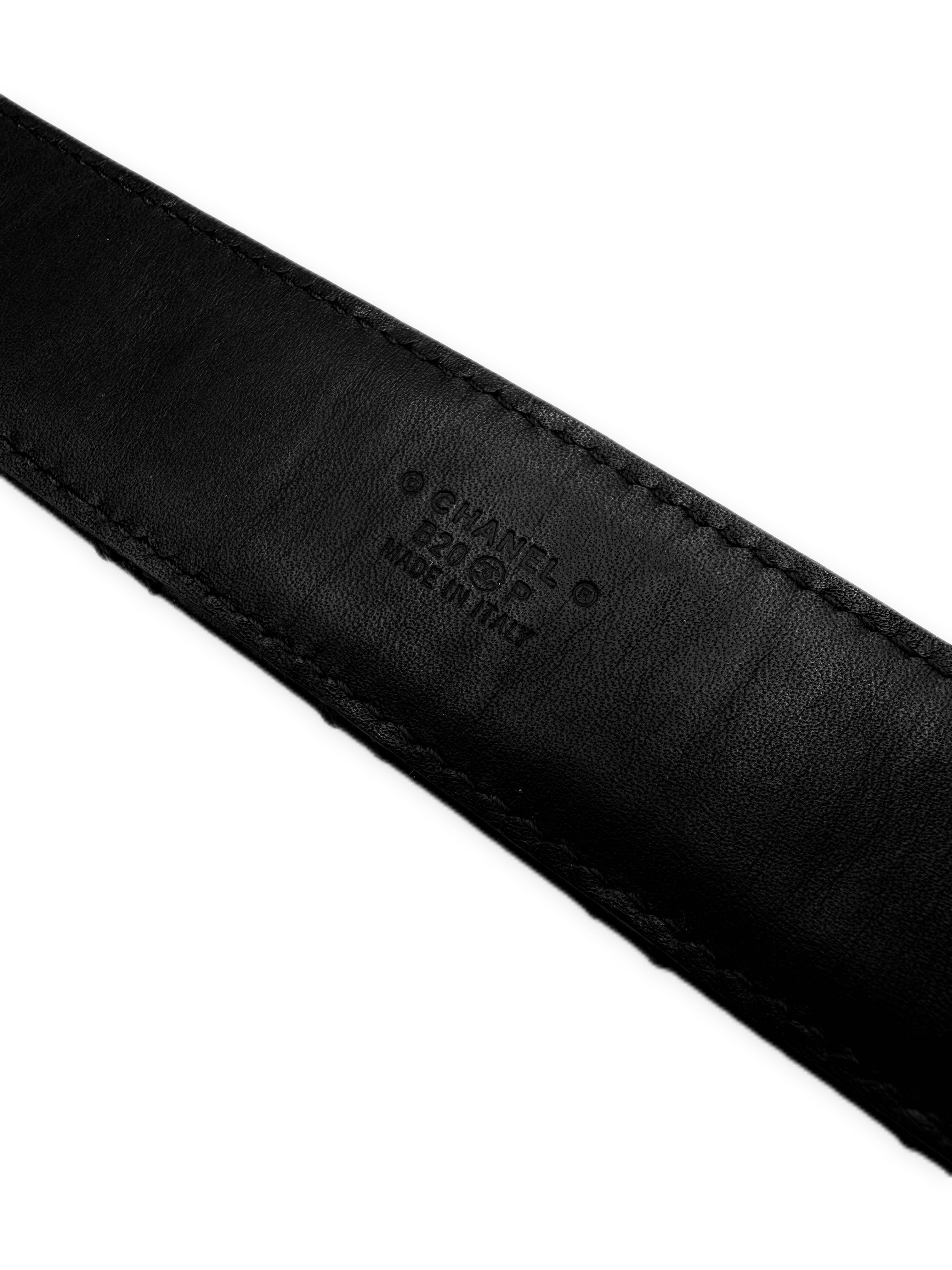 Chanel Double CC Black Quilted Lambskin Leather Caviar Belt