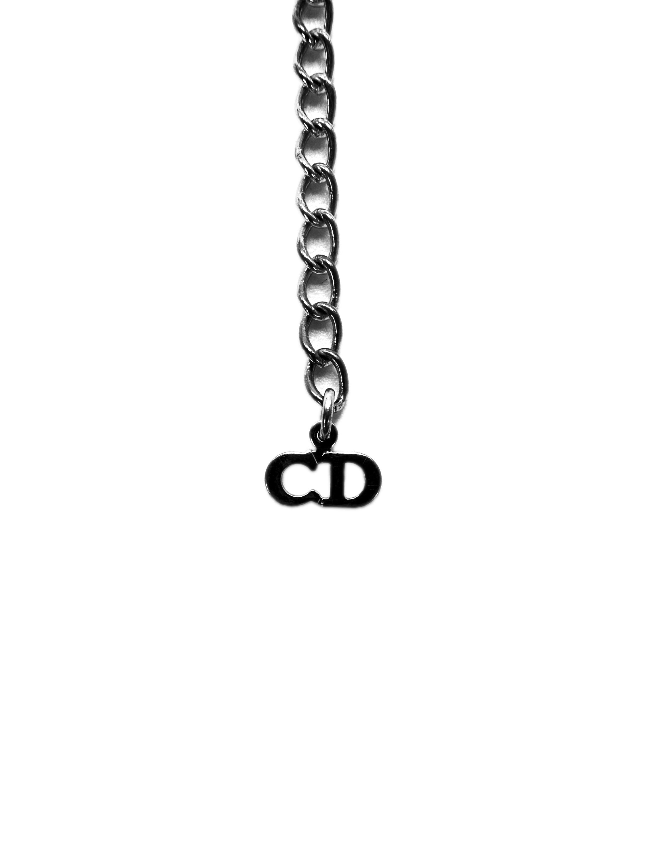 00s Dior Cuban Link Etched Silver Bracelet