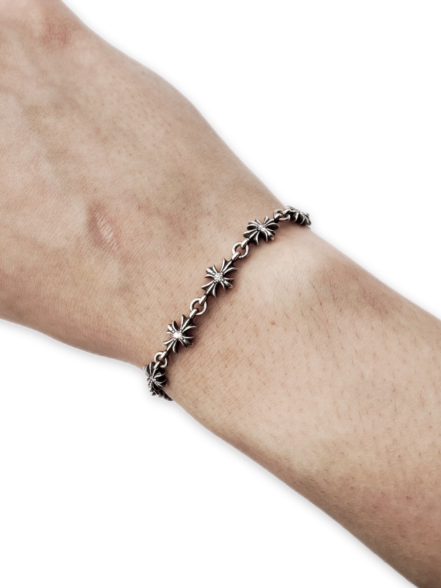 Chrome Hearts Diamond Factory Set Tiny E .925 Silver 10 Link Bracelet