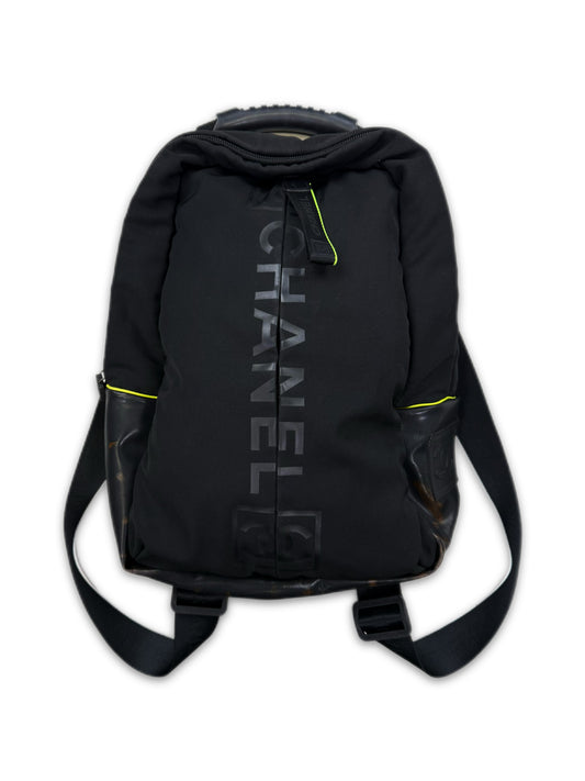 2005 Chanel Sport Neon Green Nylon Logo Backpack