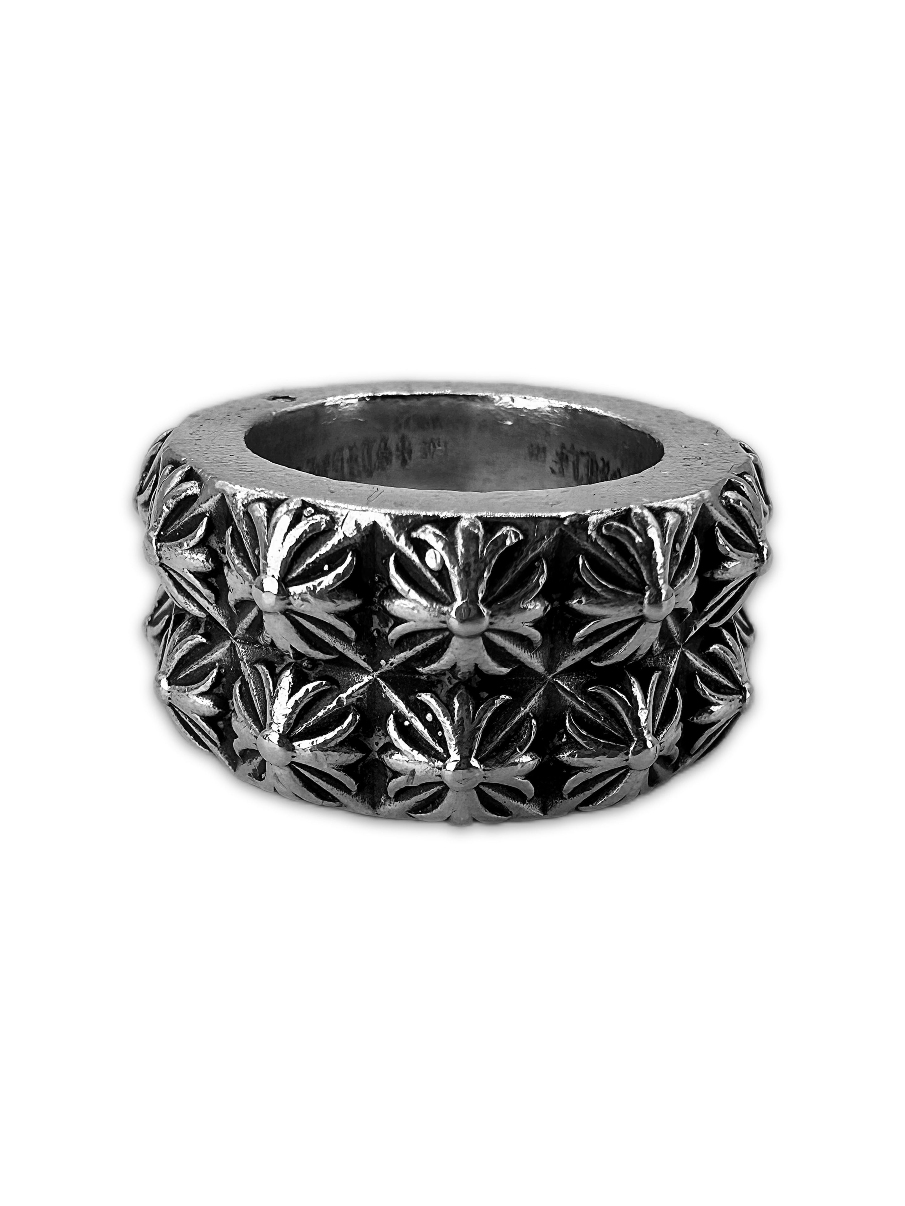 Chrome Hearts Double ‘Pete Punk’ .925 Silver Etched Ring