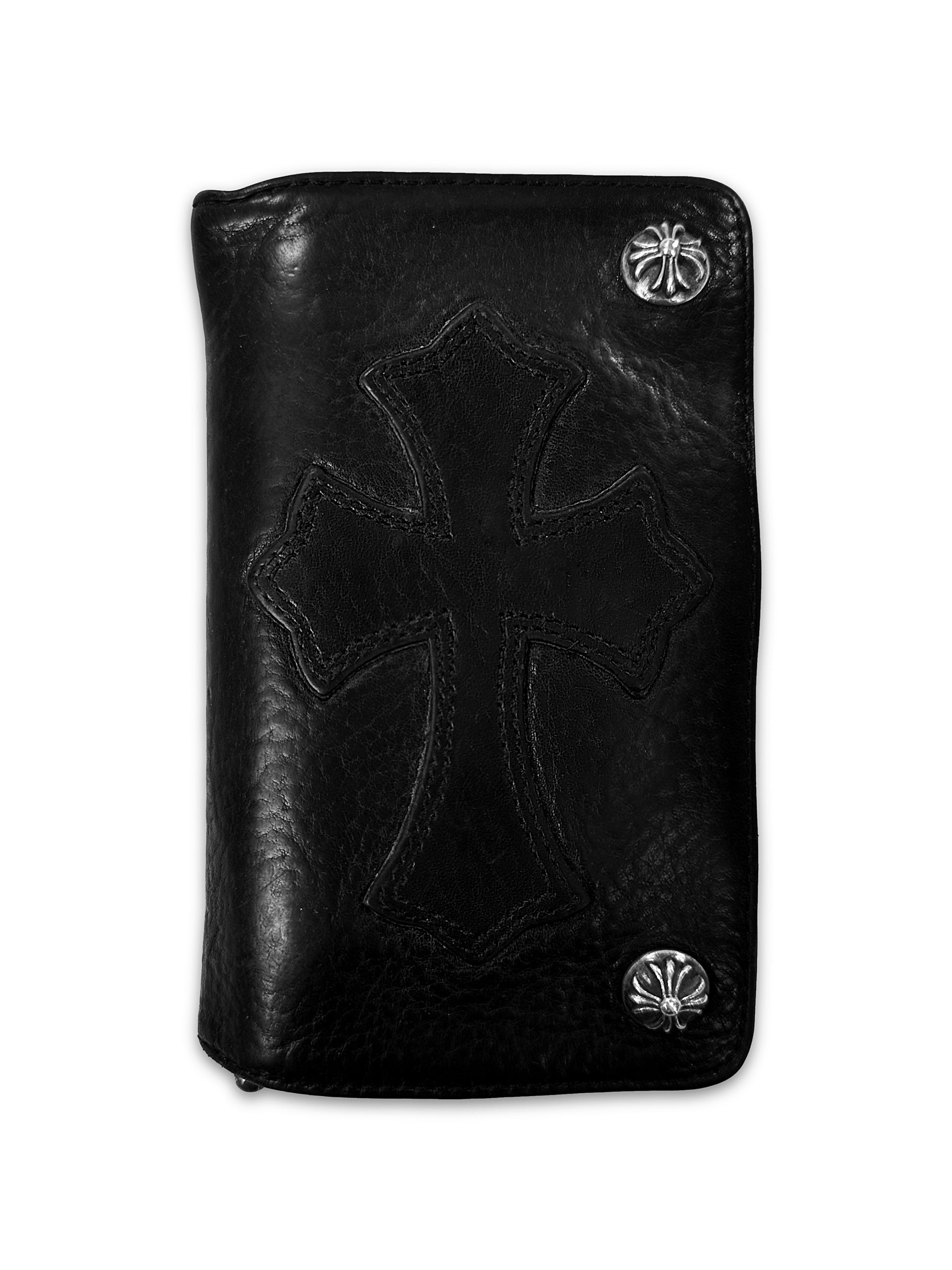 Chrome Hearts Cross Patch Black Leather Bifold Wallet