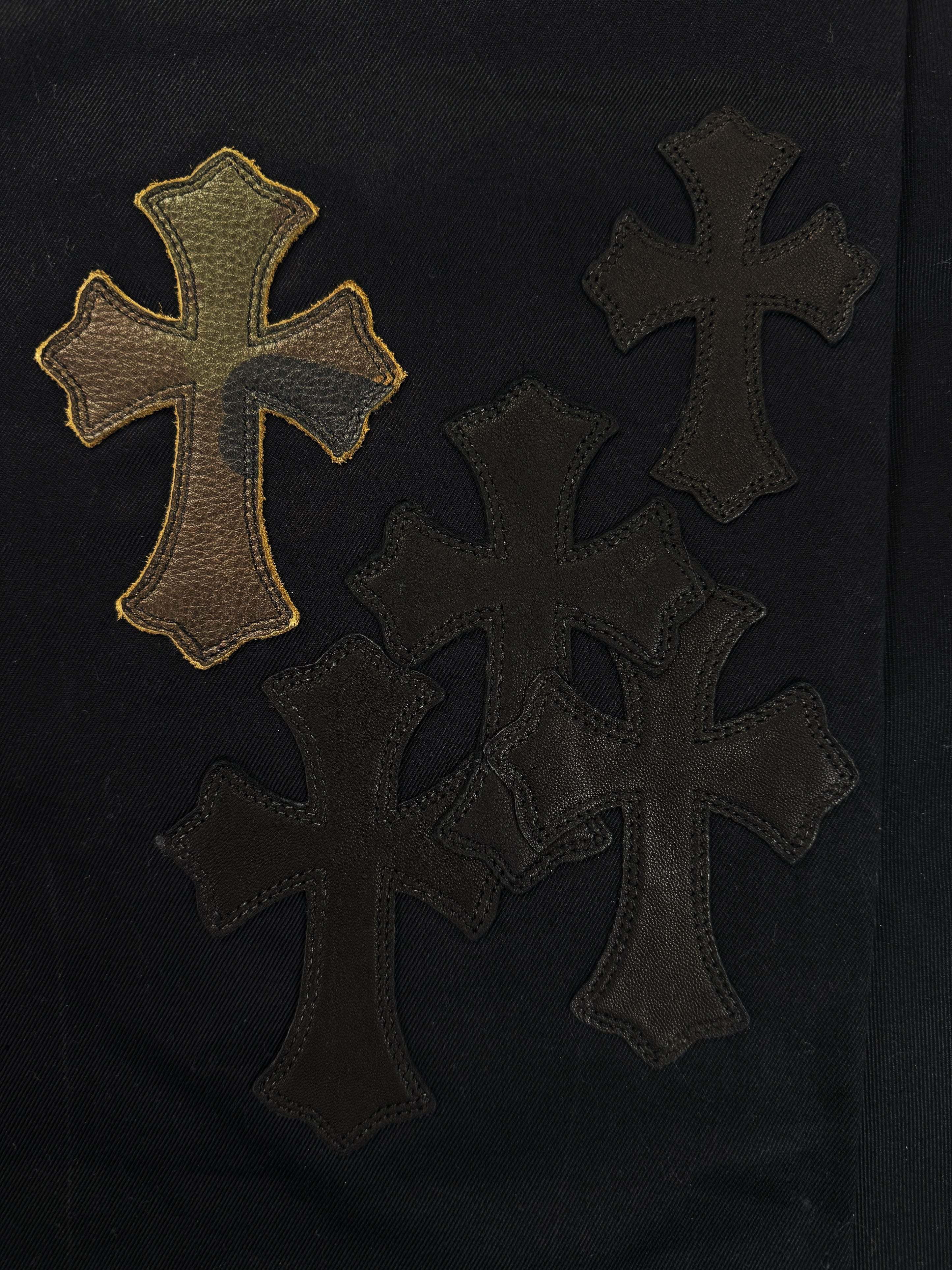 Chrome Hearts 40 Leather Camo Cross Patch Black Chino .925 Silver Pants
