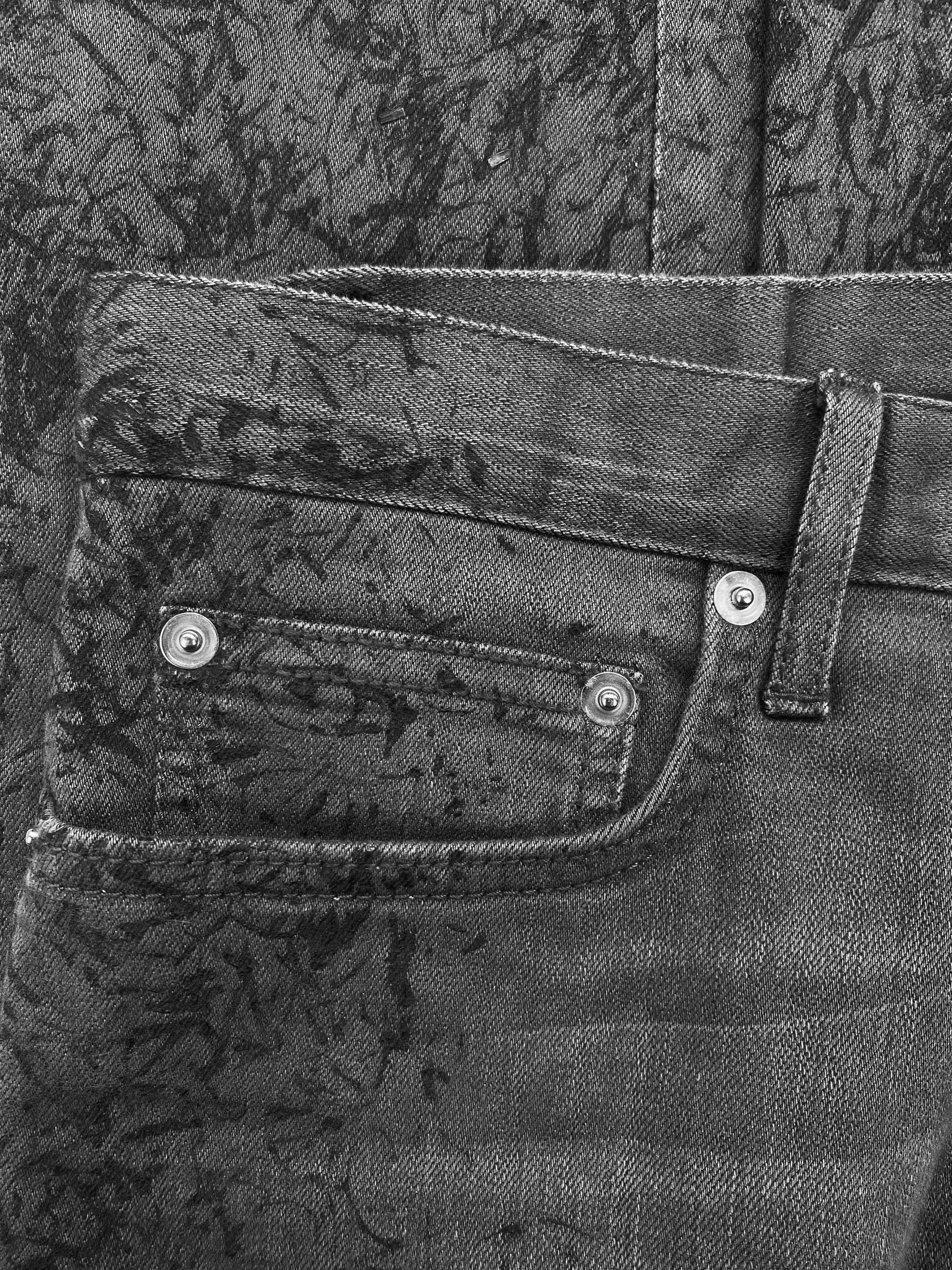 FW10 Dior Homme Pendulum Paint Splatter Stone Wash Denim