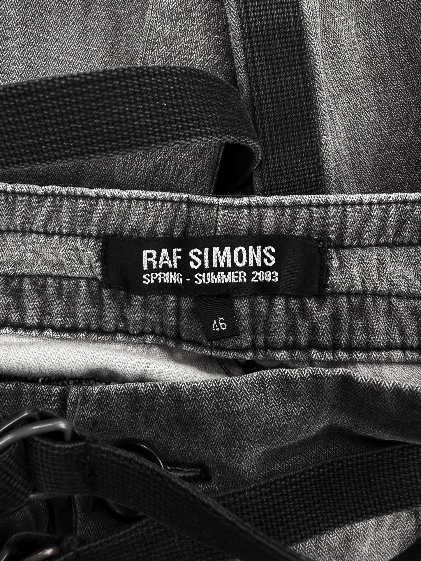 SS03 Raf Simons ‘Consumed’ Bondage Strap Grey D-Ring Pants