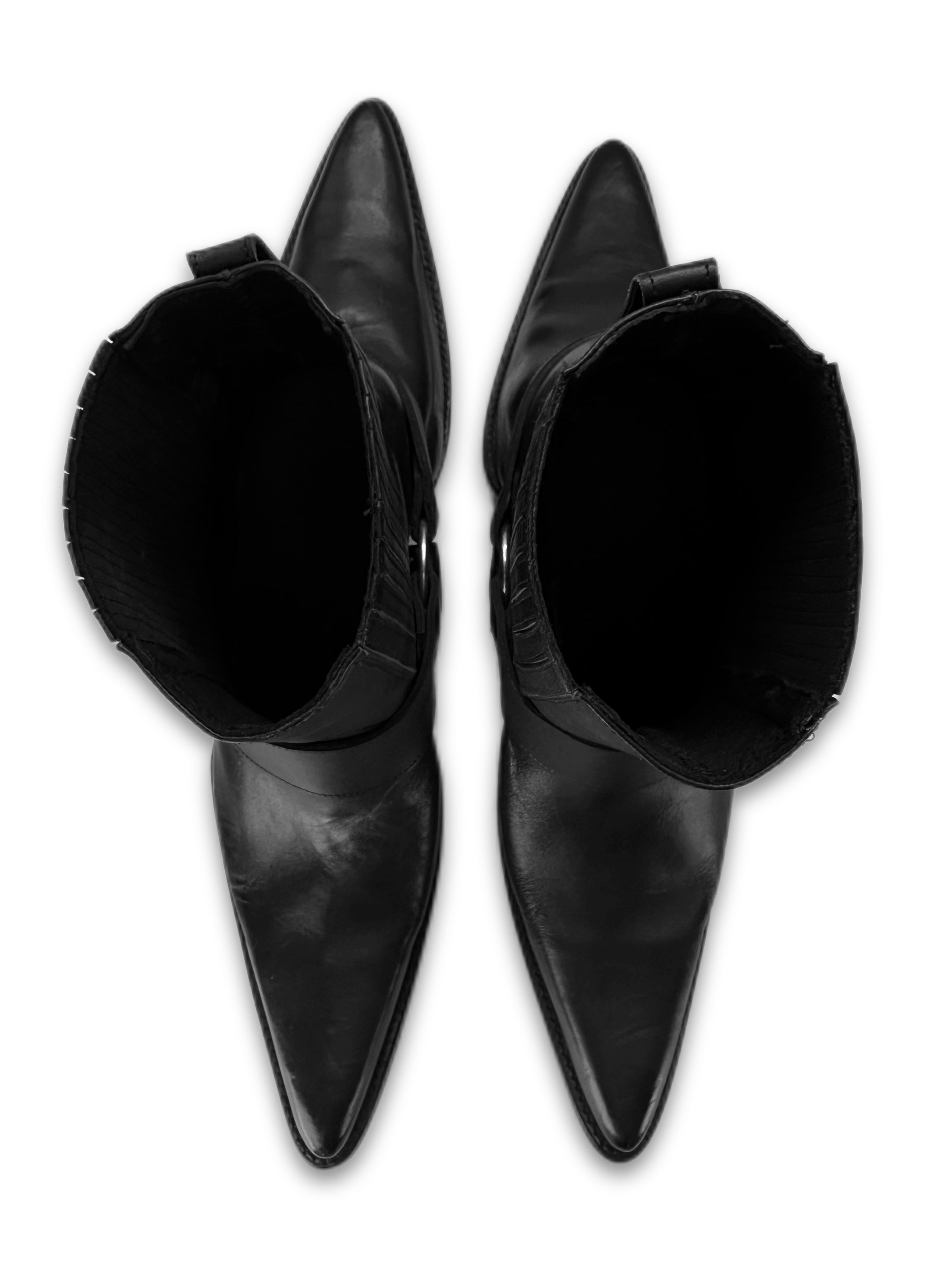 SS17 Hood by Air SAMPLE Double ‘Cowboy’ Black Leather Boots