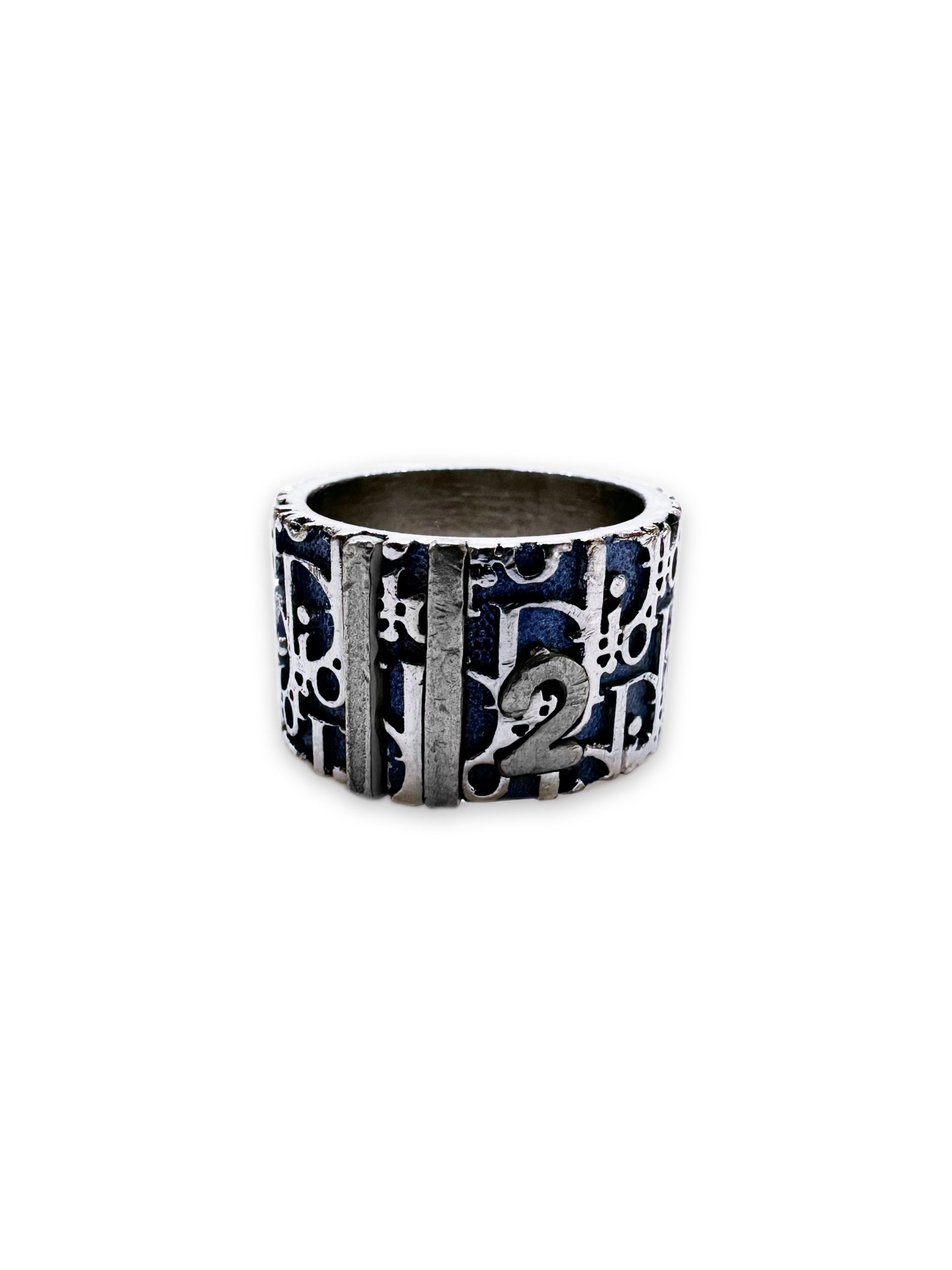 00s Dior ‘2’ Trotter Monogram Blue Ring
