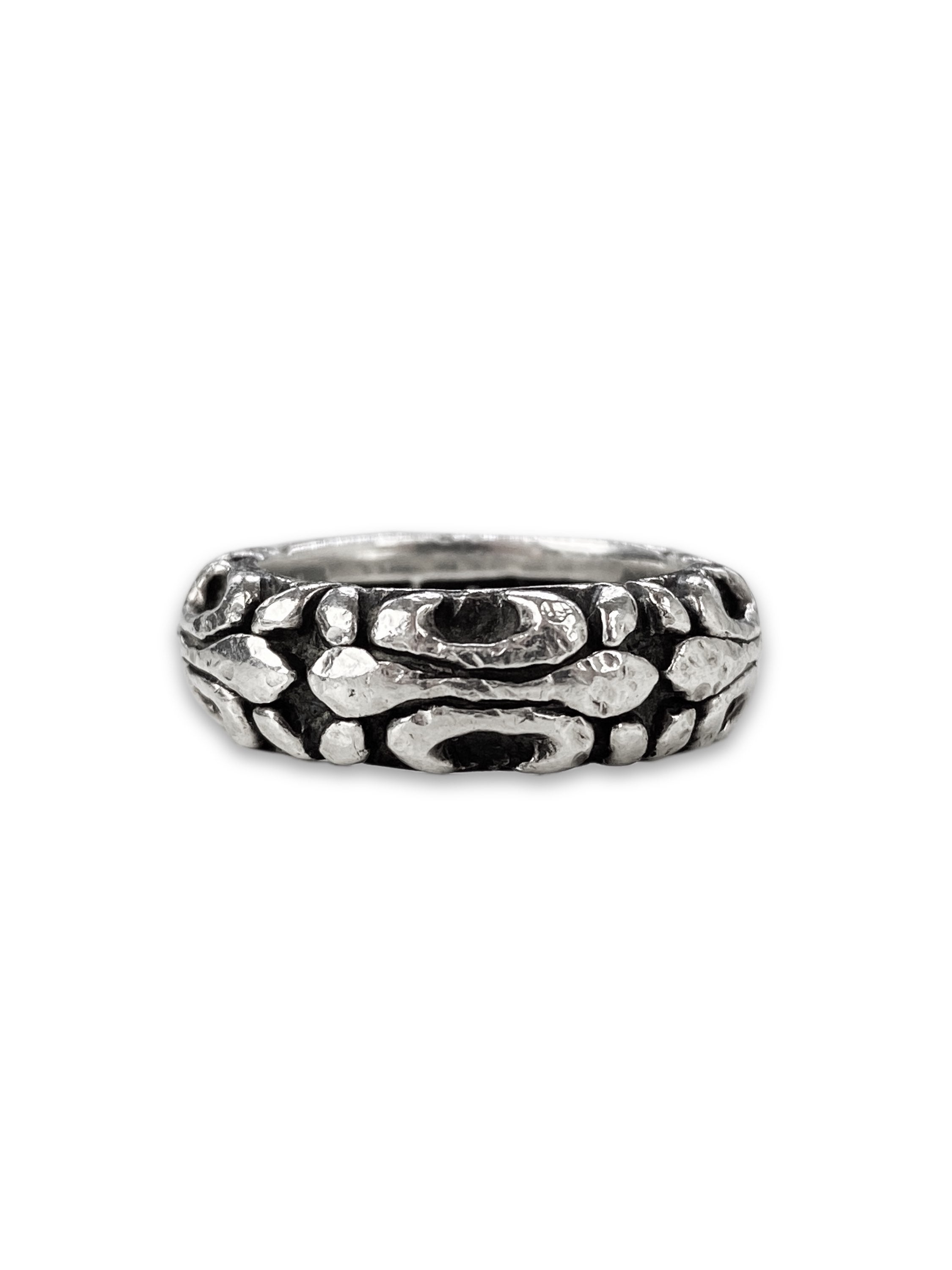 90s A&G Rock n’ Roll Couture Etched .925 Silver Ring