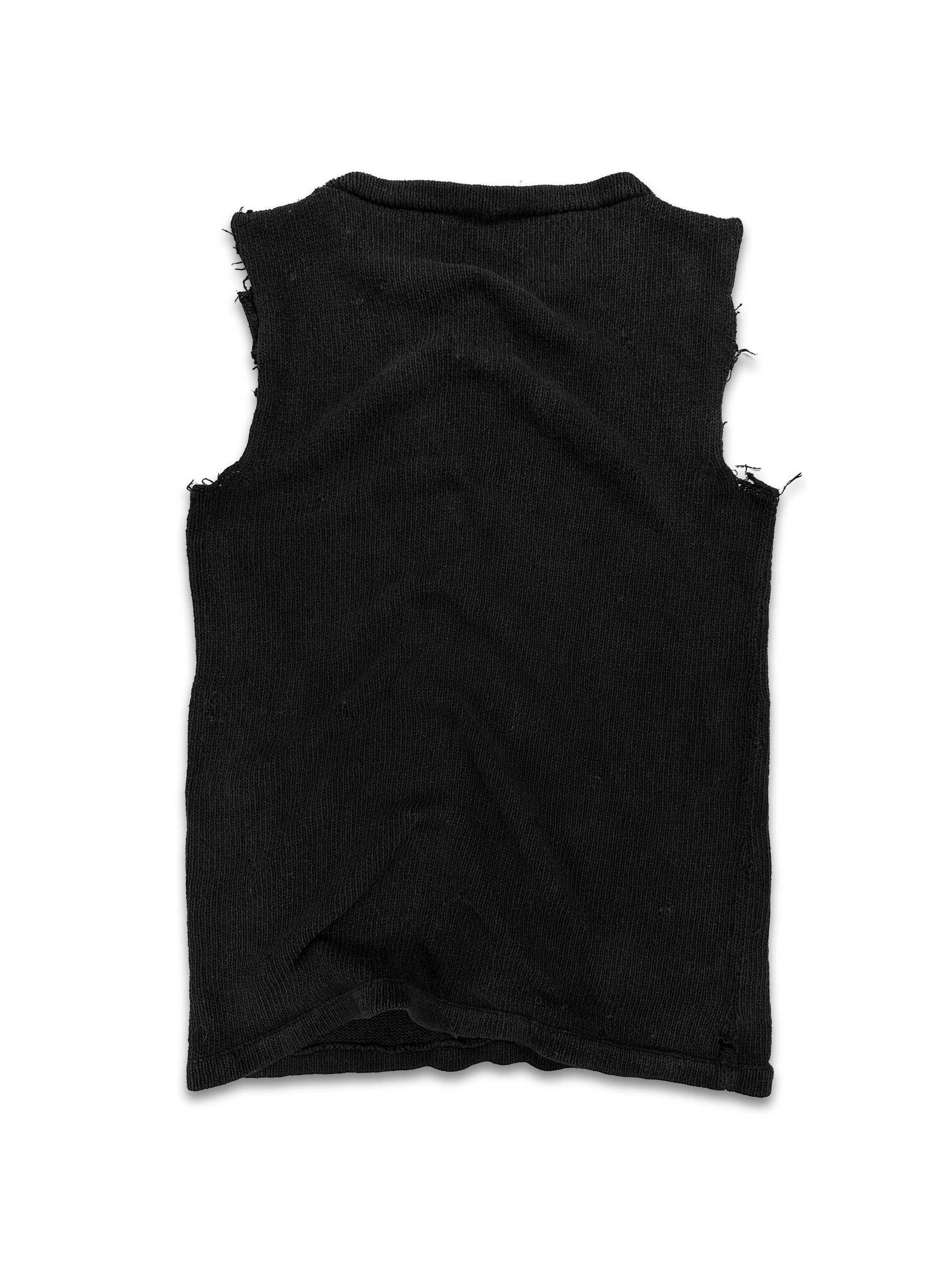 00s Yves Saint Laurent Black Distressed Ribbed Tank-top