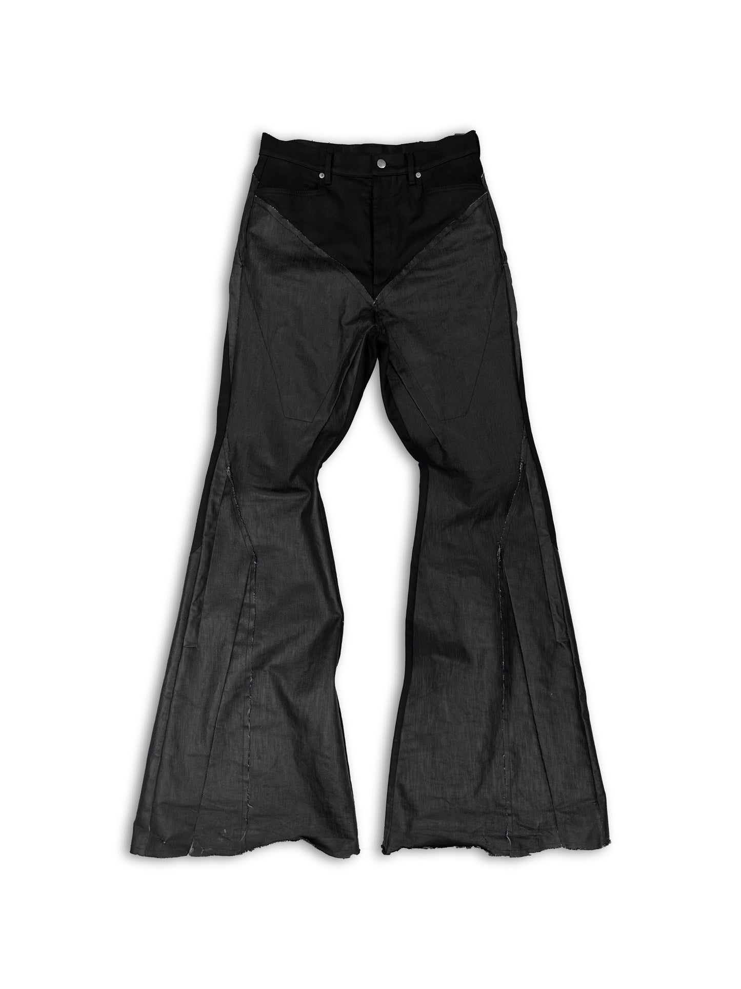 SS23 Rick Owens ‘EDFU’ Flared Bolan Slivered Patchwork Denim