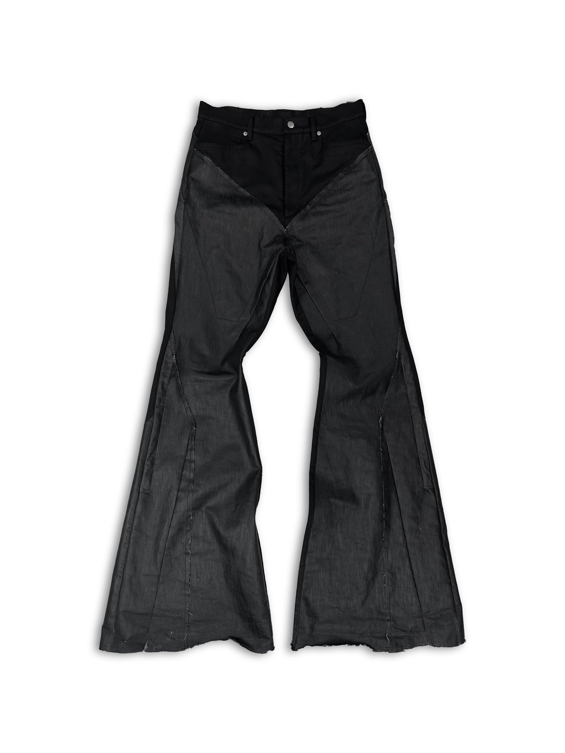 SS23 Rick Owens ‘EDFU’ Flared Bolan Slivered Patchwork Denim