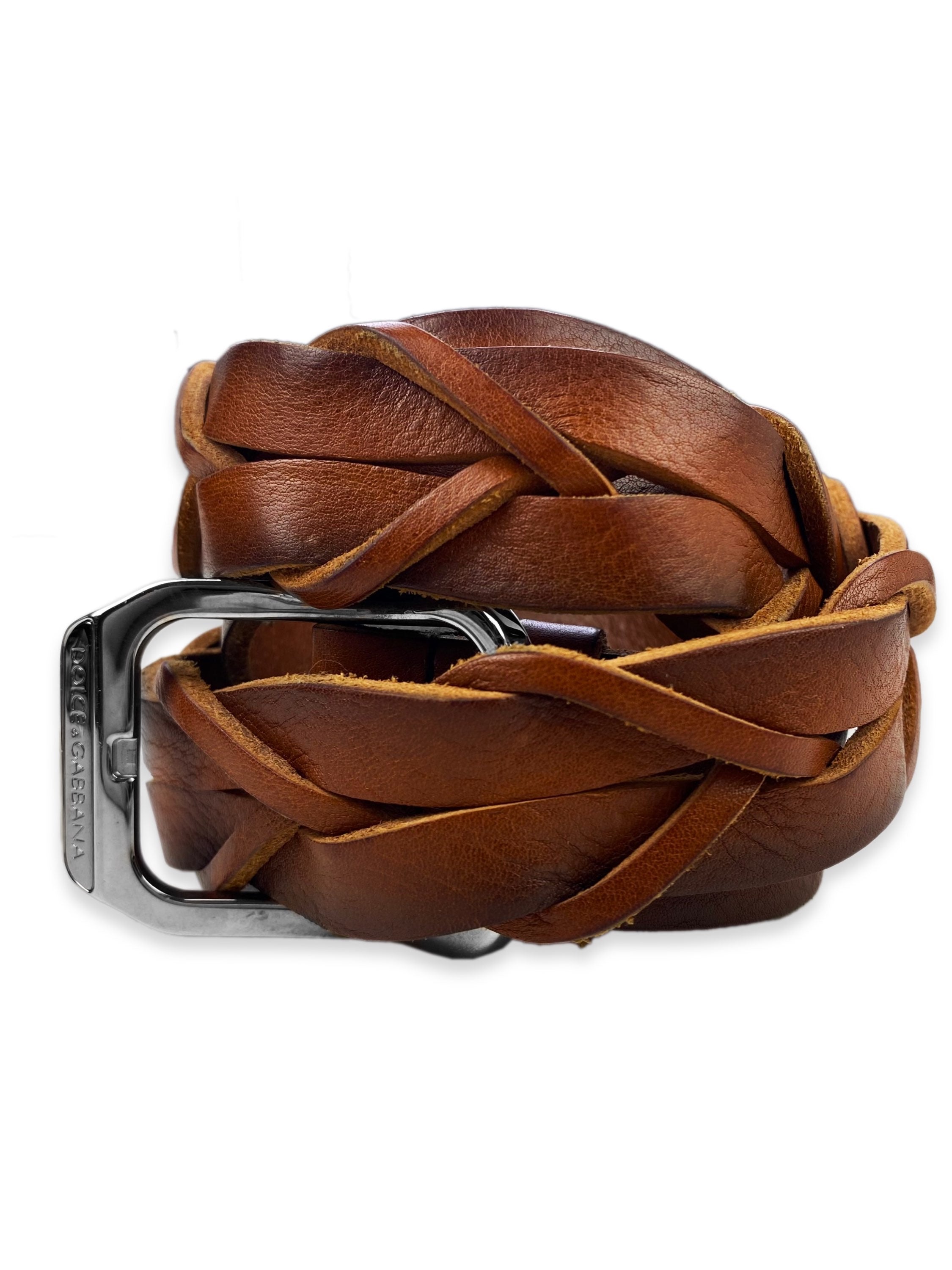 00s Dolce & Gabbana Calfskin Leather Braided Belt