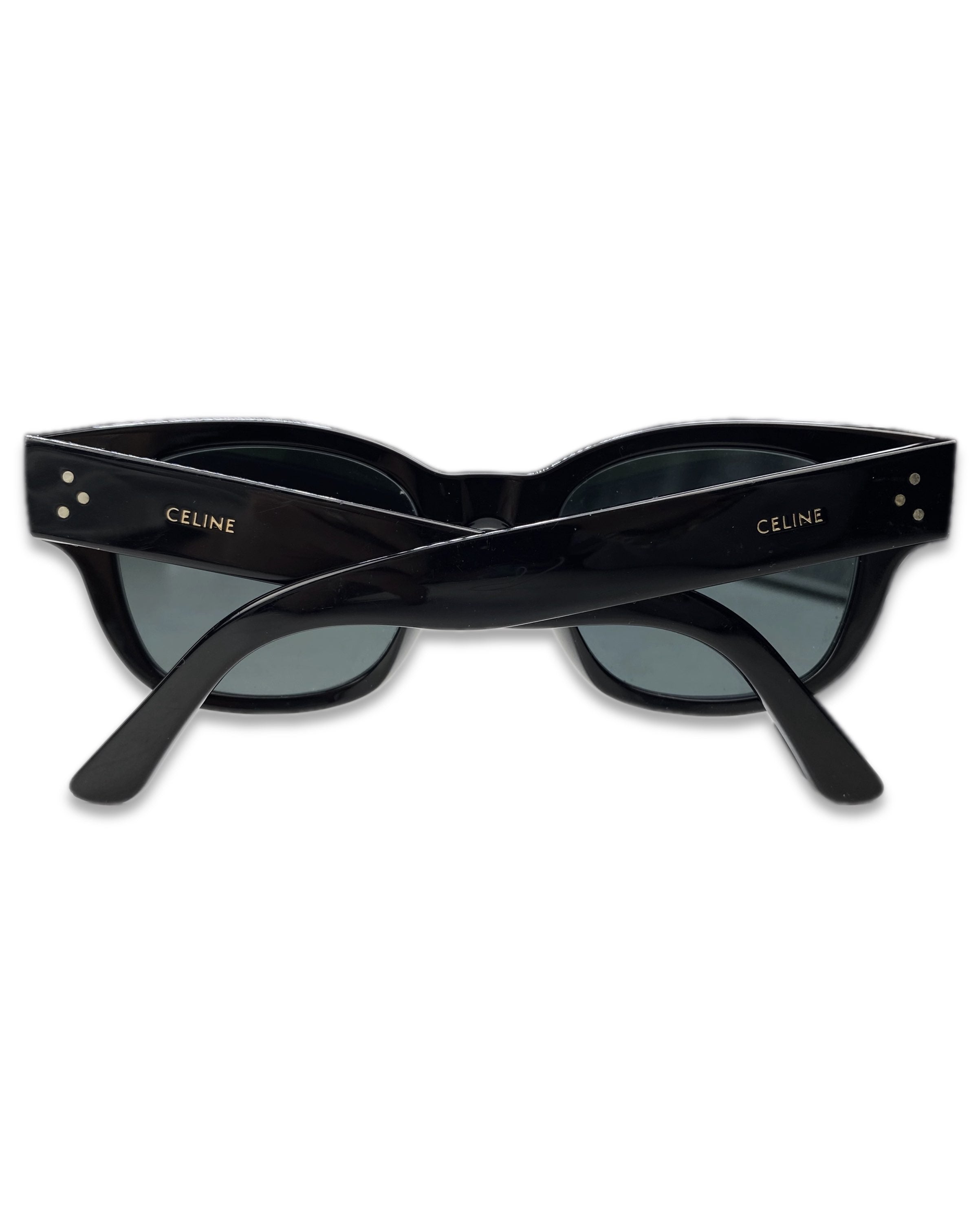 Celine Paris Black Glossy Metallic Dark Tint Wayfarer Sunglasses