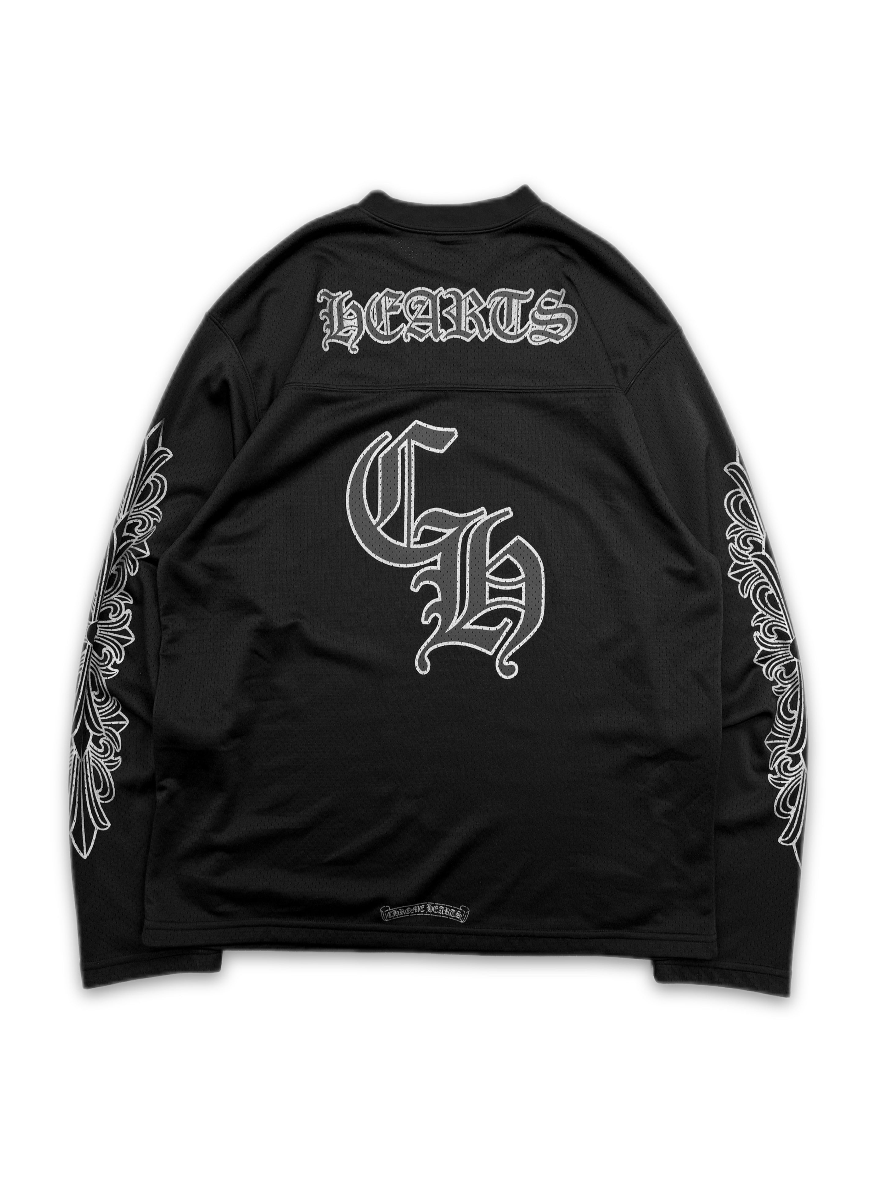 Chrome Hearts Black Floral CH Long Sleeve Mesh Jersey