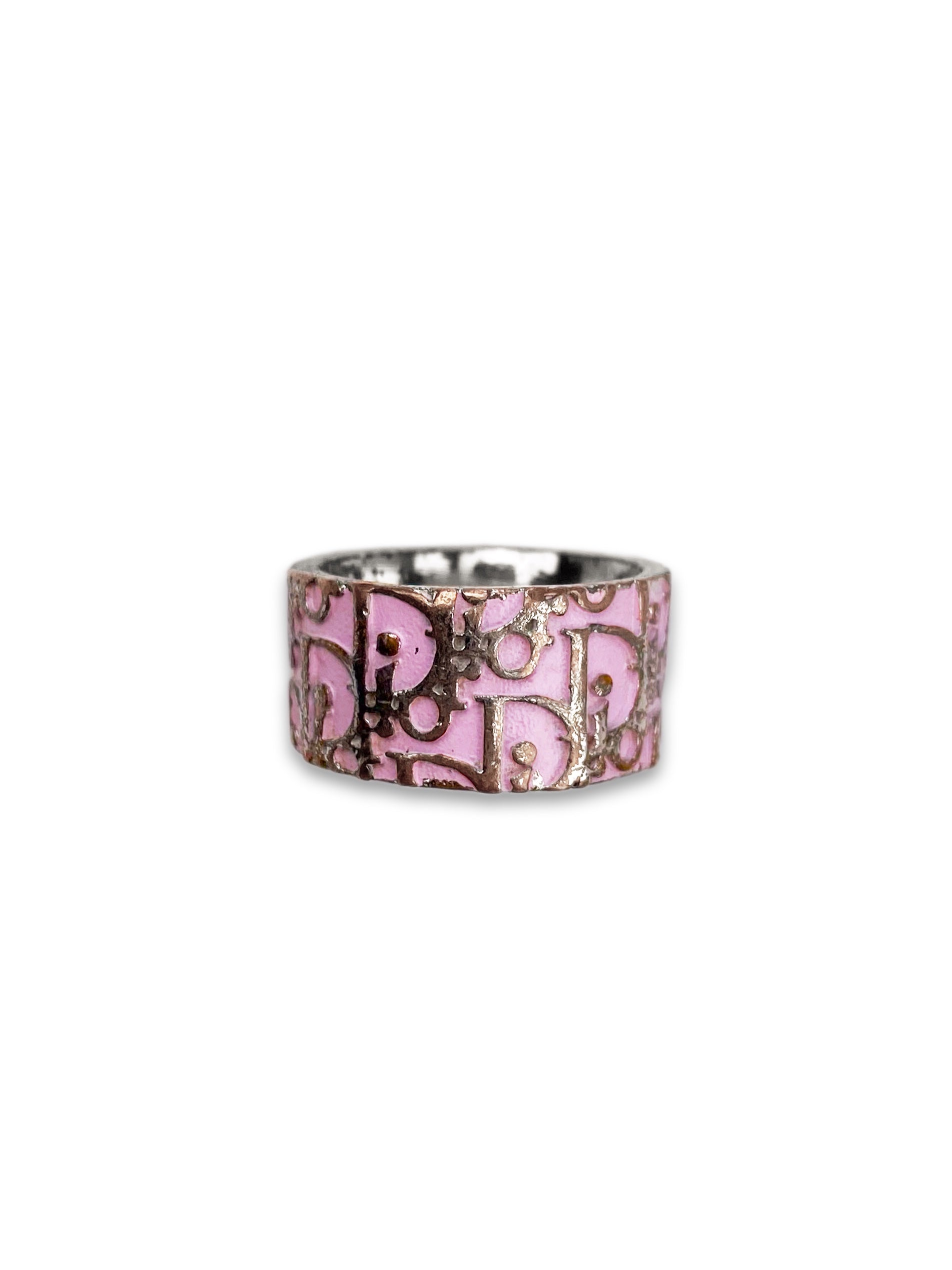 Dior ‘2’ Trotter Monogram Hot Pink Silver Ring