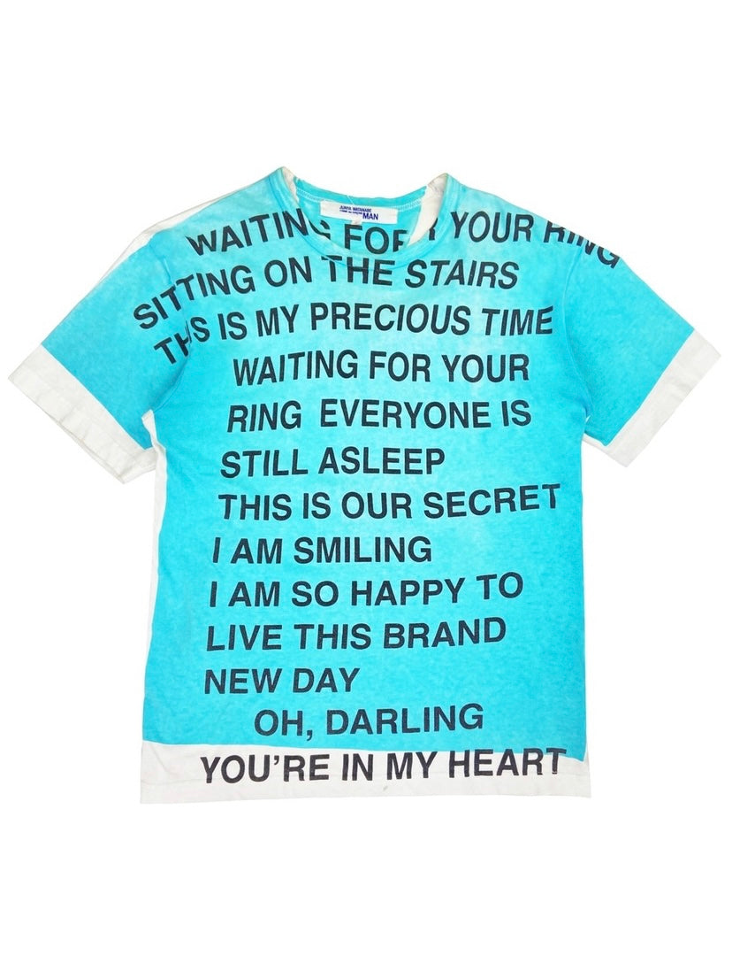 SS02 Junya Watanabe “Waiting For You” Full Print Poem Shirt