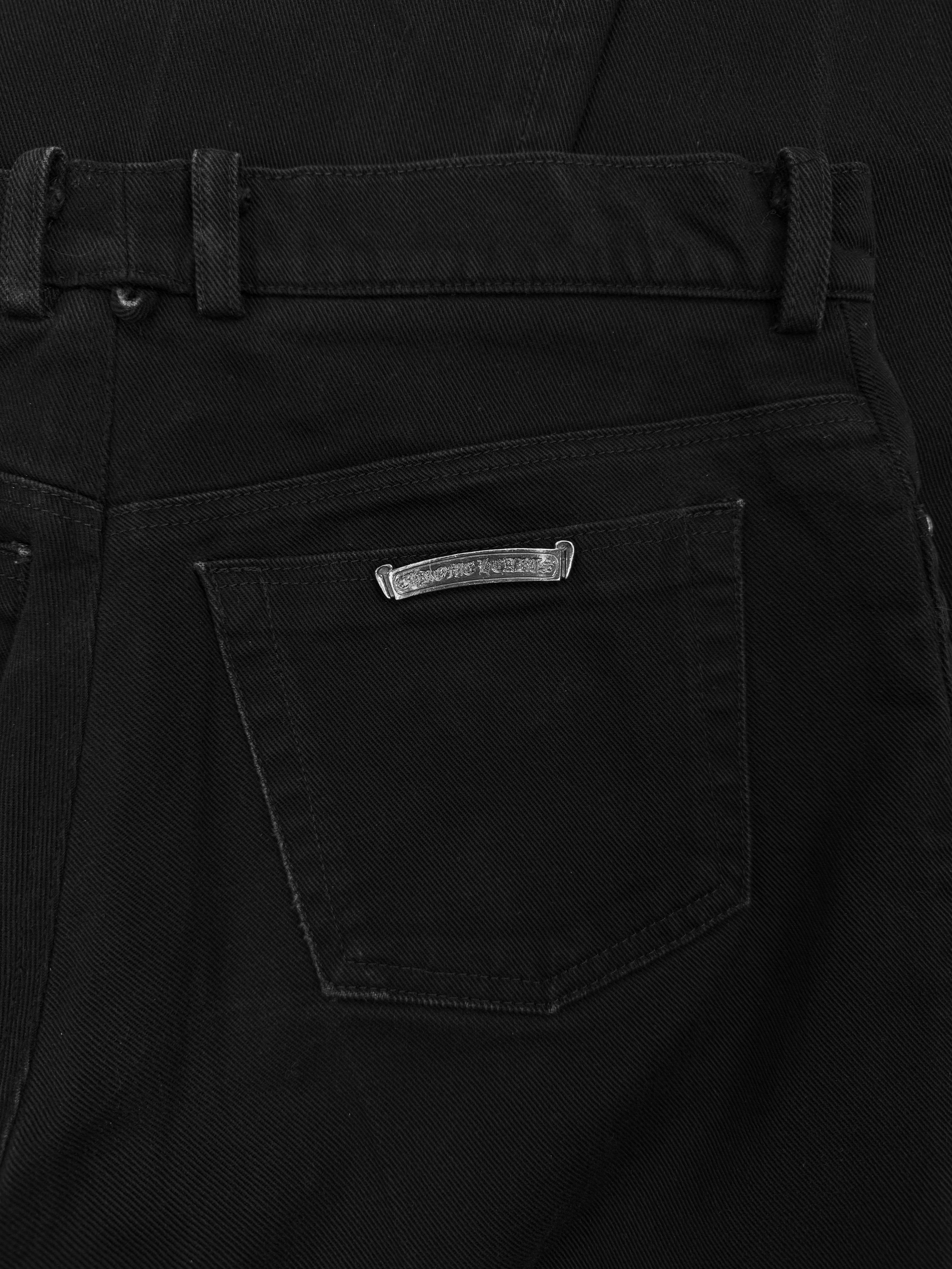 Chrome Hearts Fleur Knee Black .925 Silver Black Denim Jeans