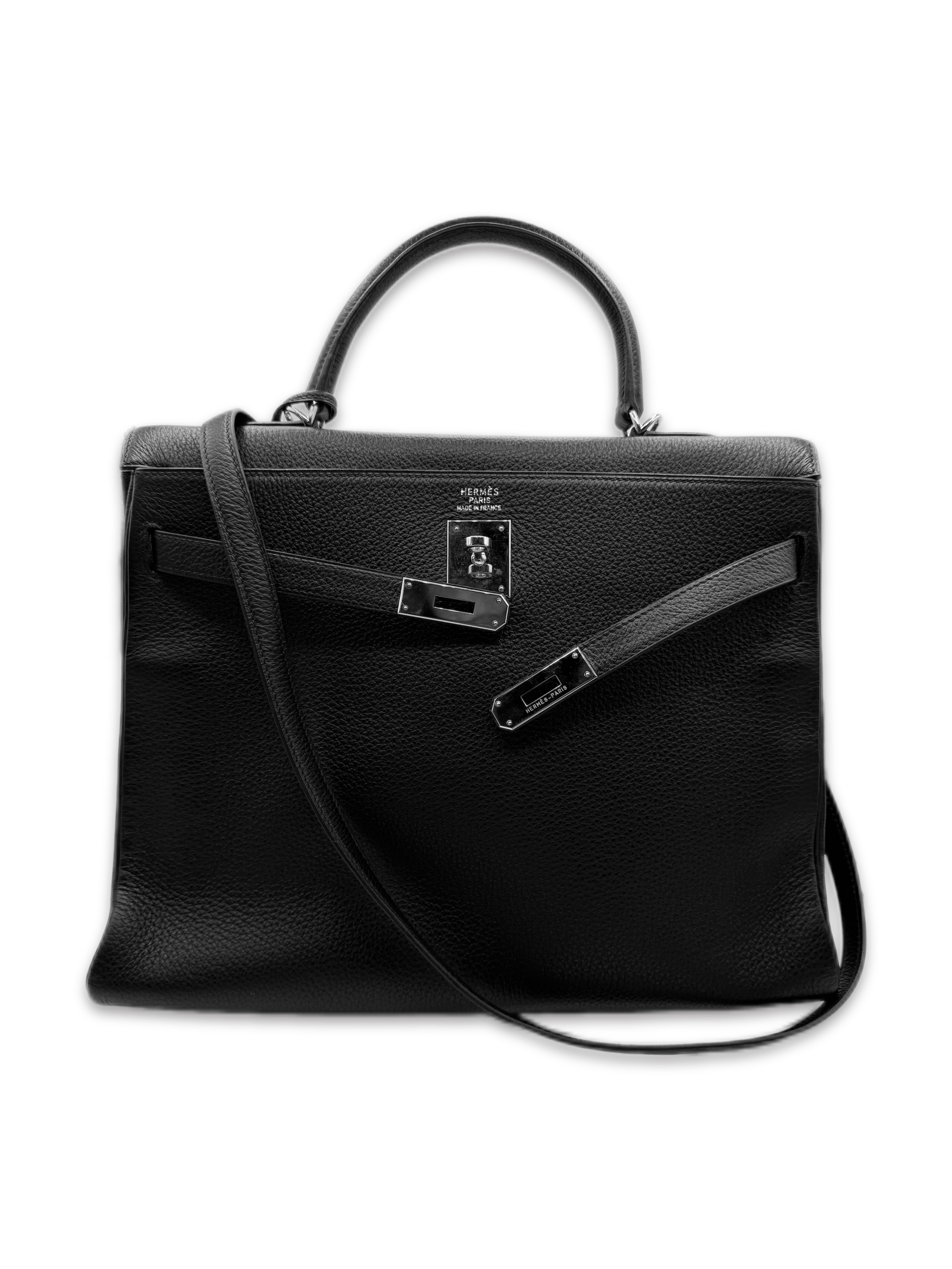 2002 Hermès Kelly 35 Retourne Black Togo Palladium Hand Bag