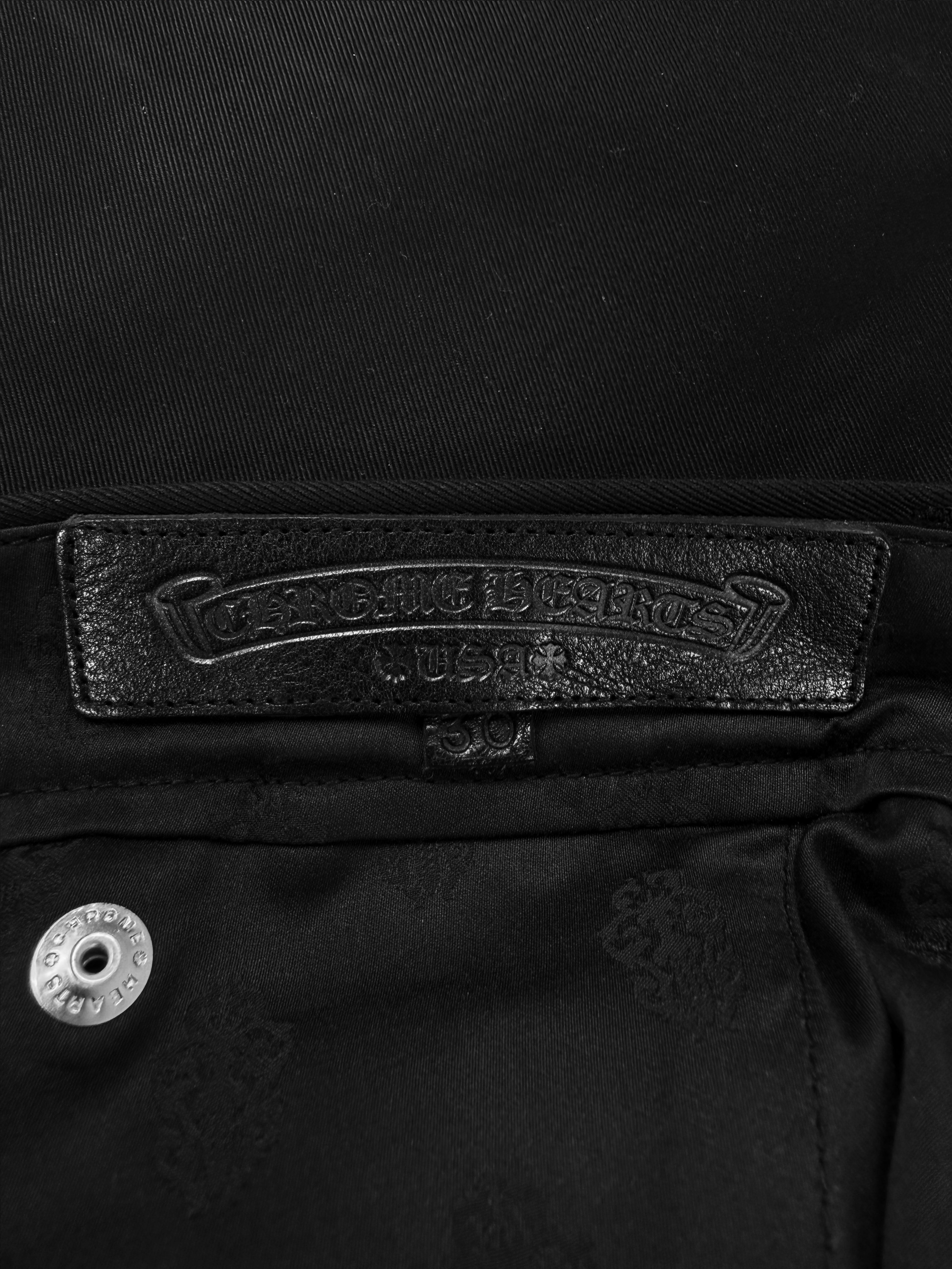 Chrome Hearts 40 Leather Camo Cross Patch Black Chino .925 Silver Pants