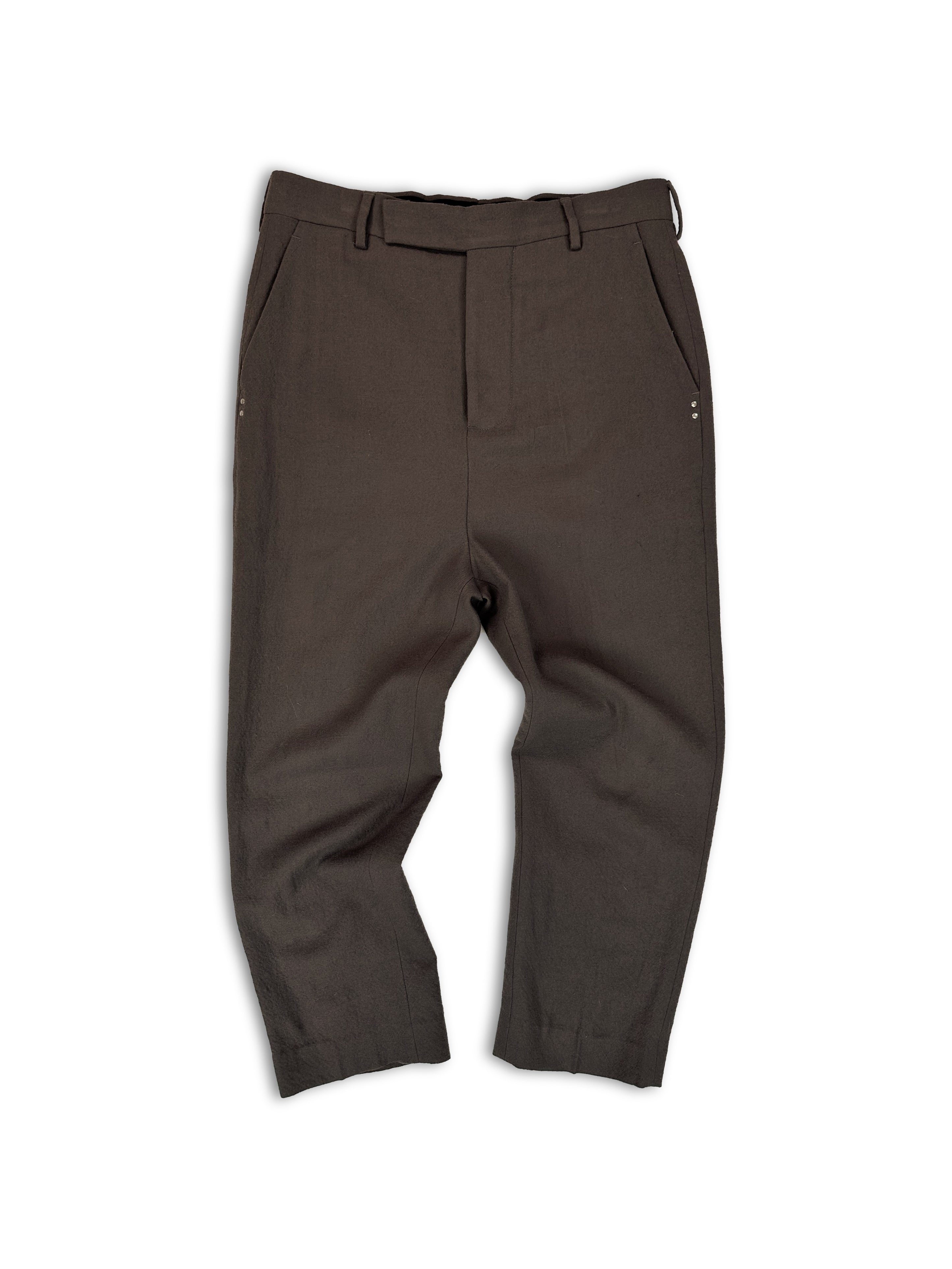 Rick Owens Virgin Wool Cropped Dust Pierced Pants