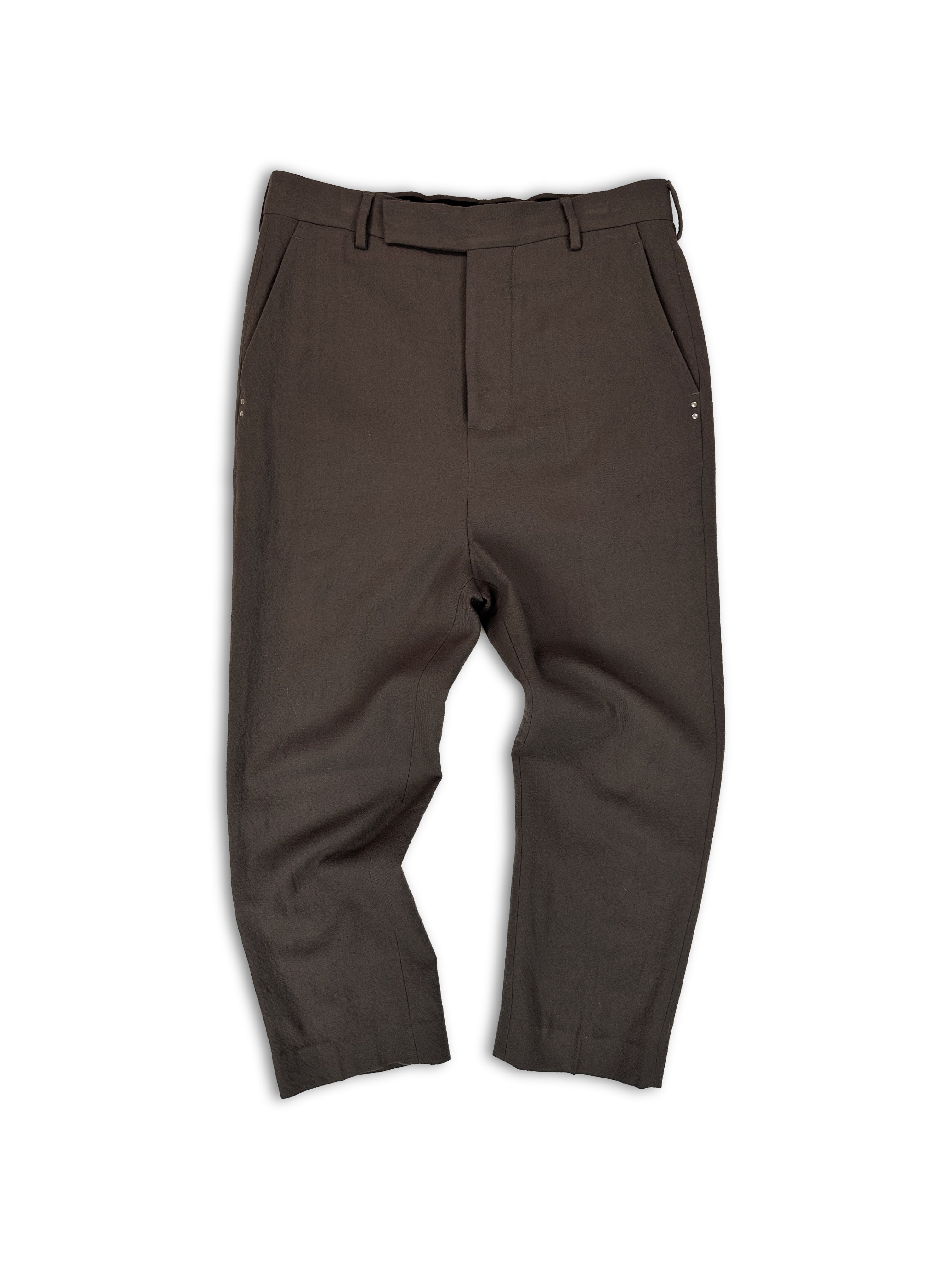 Rick Owens Virgin Wool Cropped Dust Pierced Pants