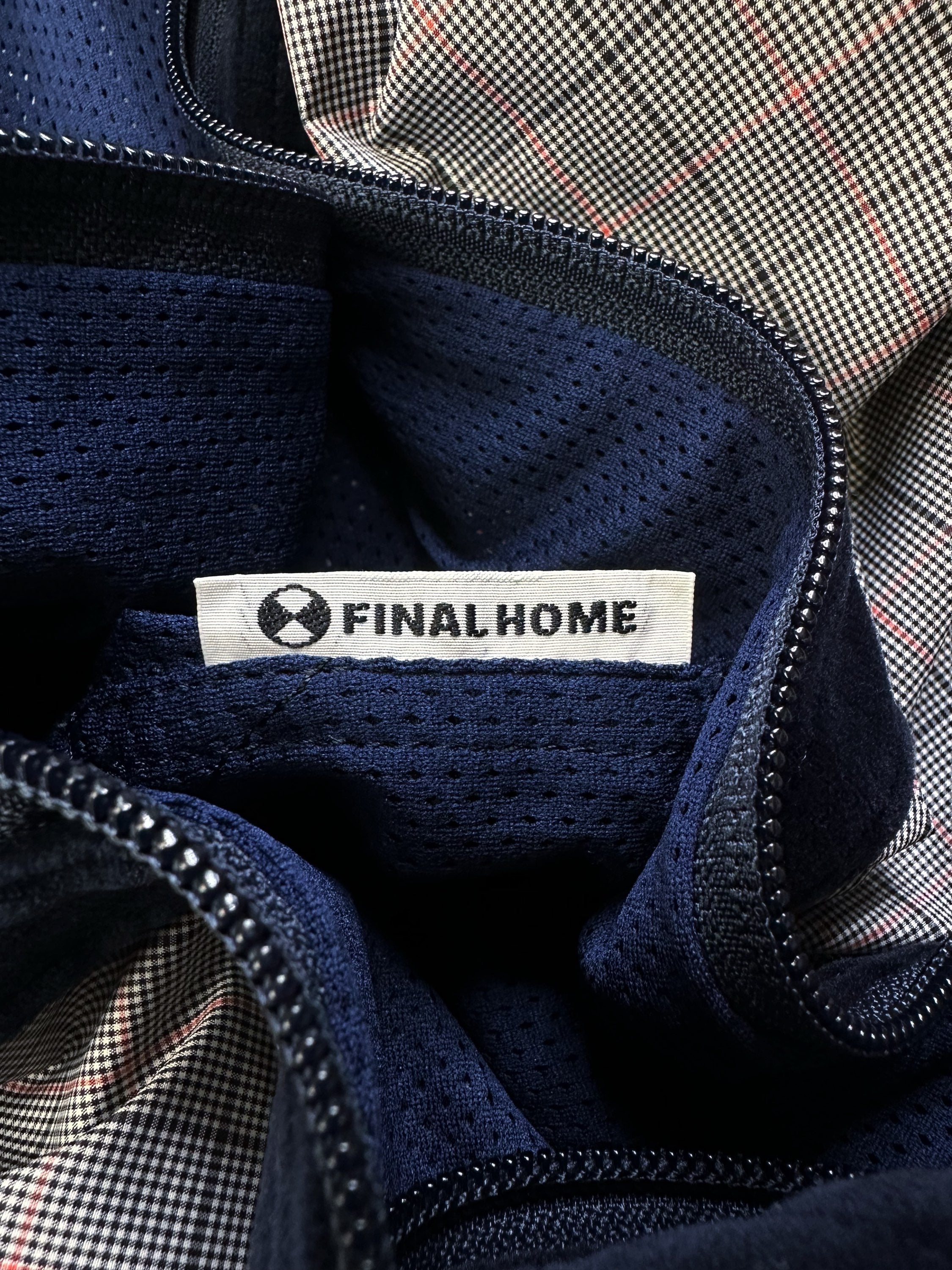 00s Final Home Blue Plaid Exposed Zip Nylon Jacket