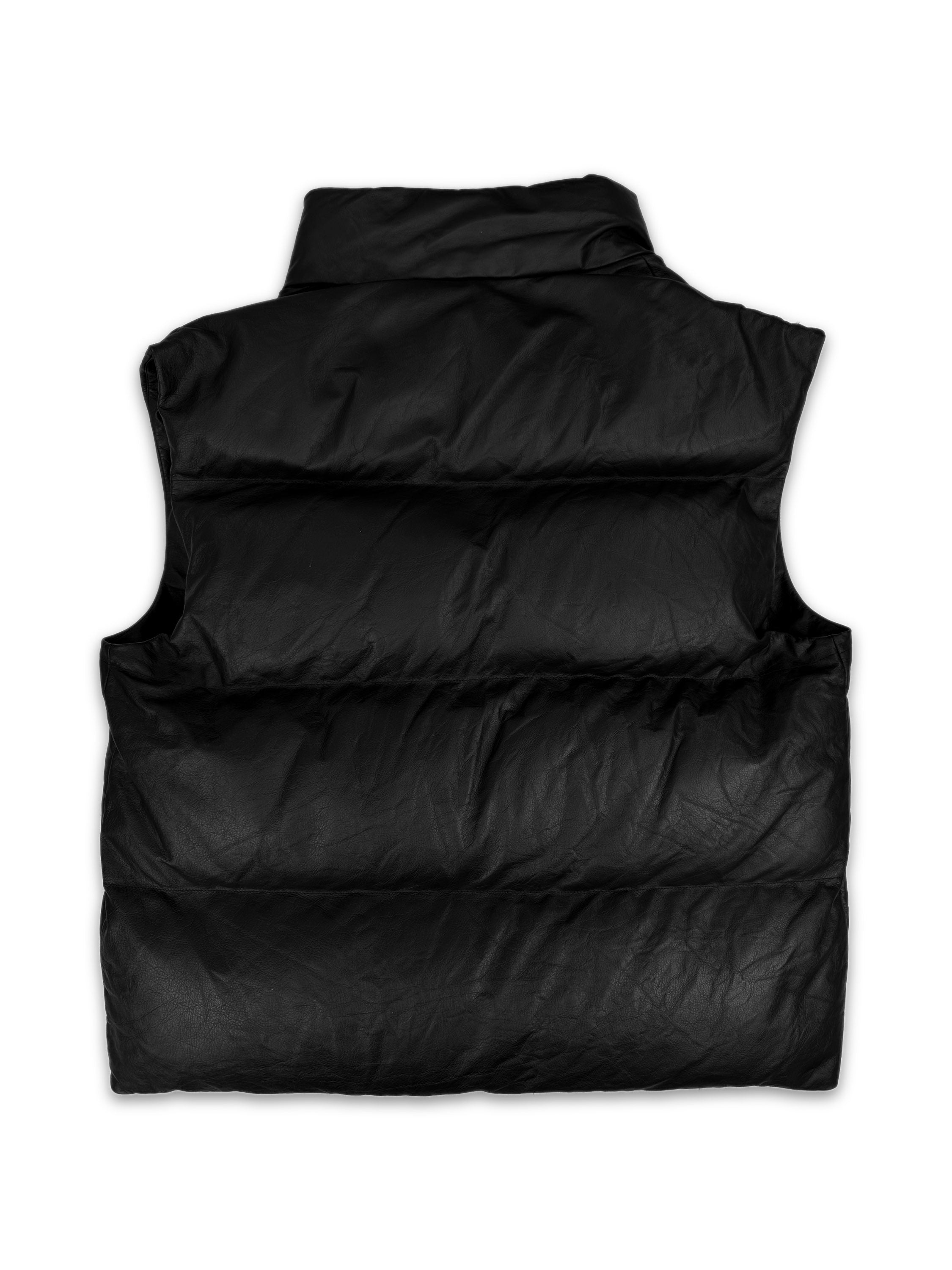 AW22 Balenciaga Black Leather Oversized Padded Vest