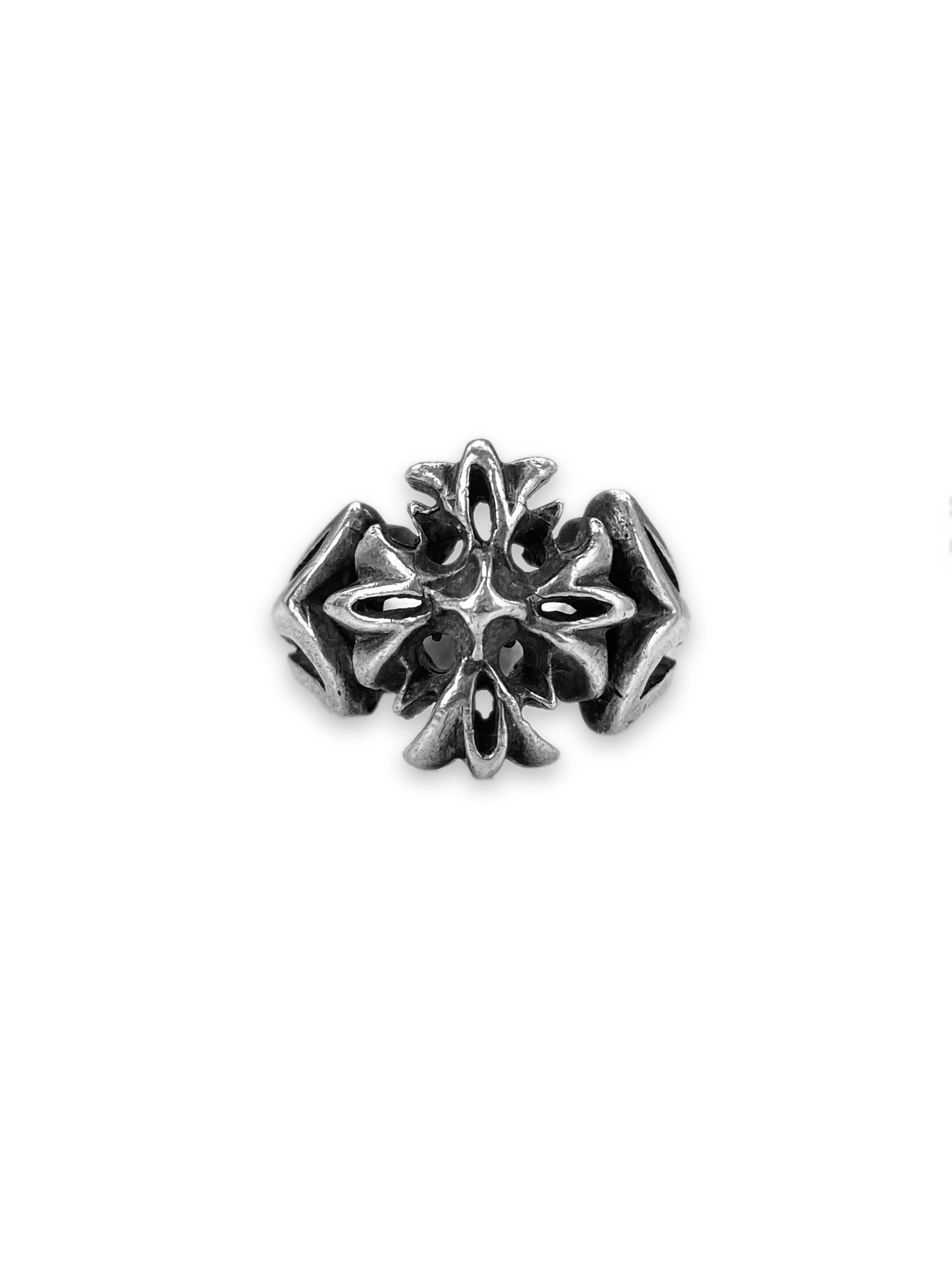 90s A&amp;G Rock ‘n Roll Couture ‘Le Fleur’ .925 Silver Ring