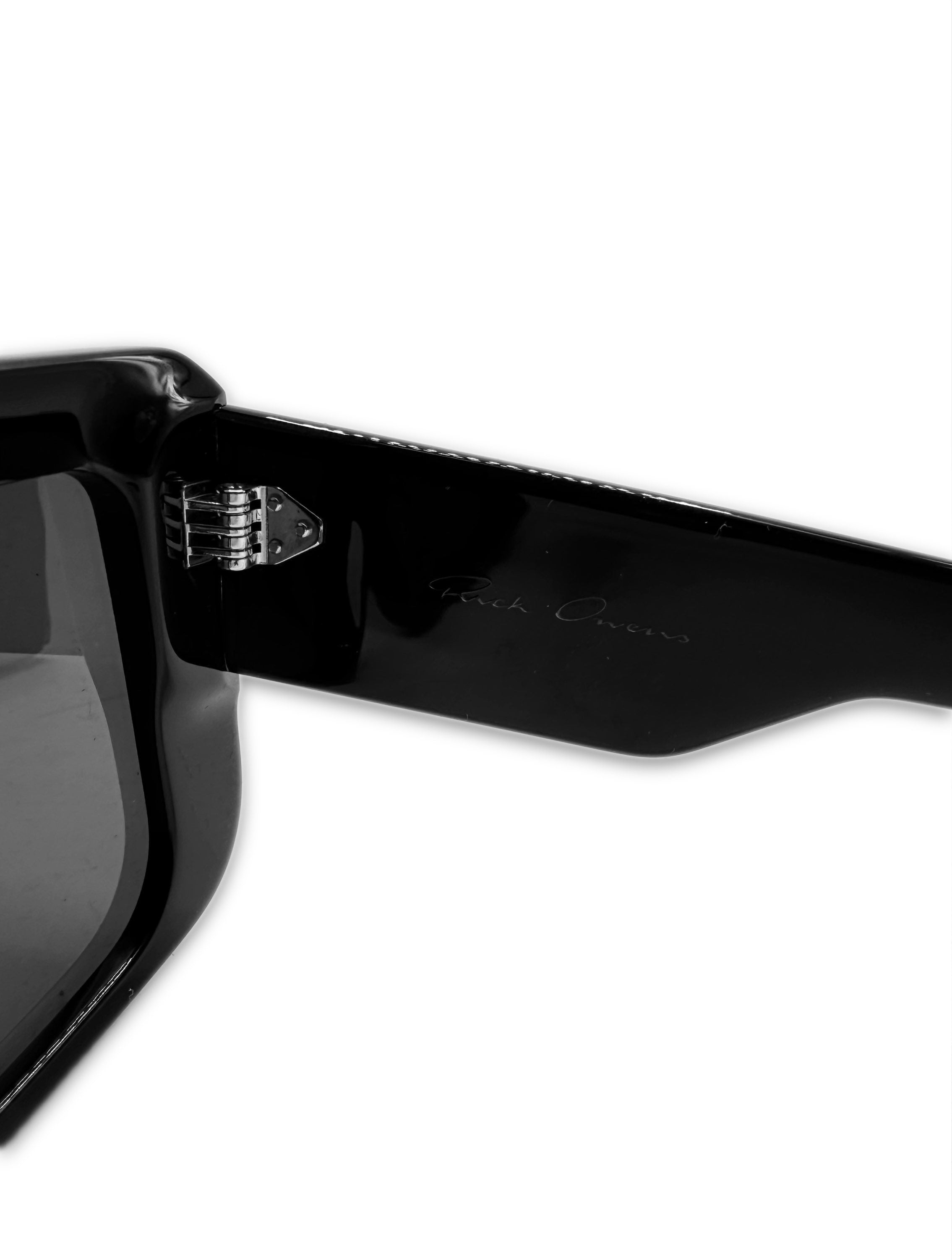 Rick Owens ‘Phleg’ Square Black Glossy Sunglasses