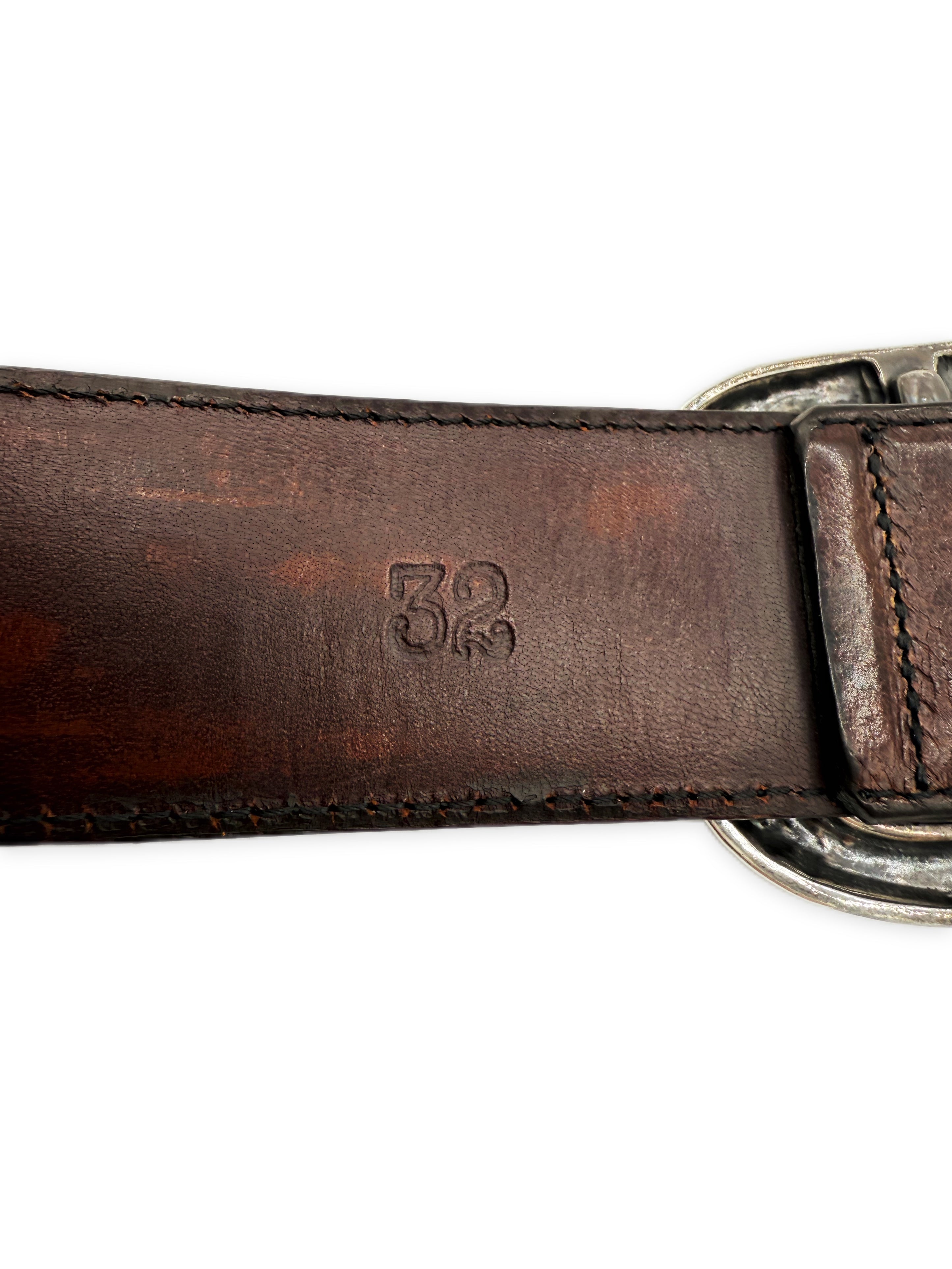 Chrome Hearts Brown Gunslinger .925 Silver Leather Belt