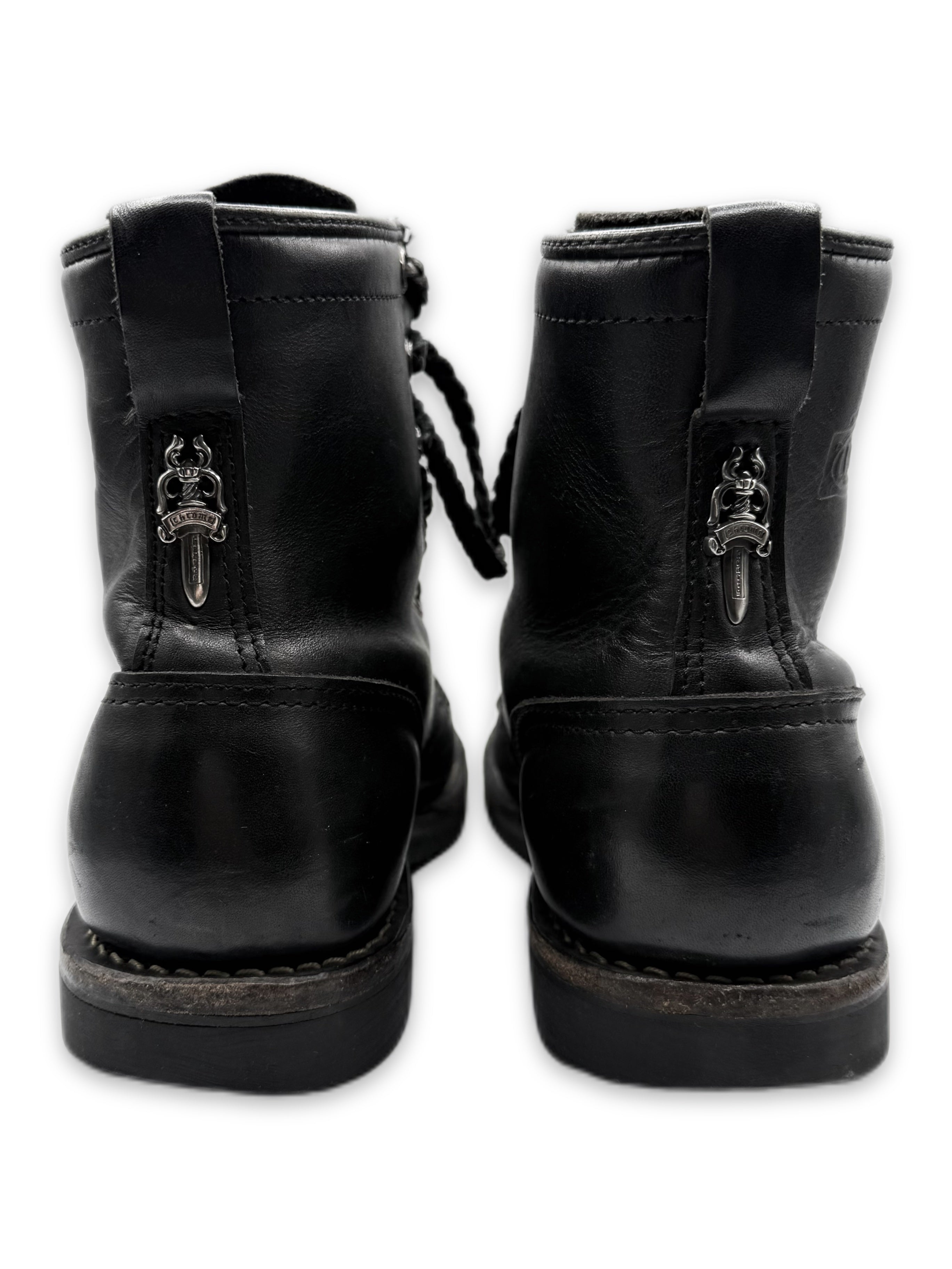 Chrome Hearts x Wesco Front Dagger Zip Fireman Leather Boots