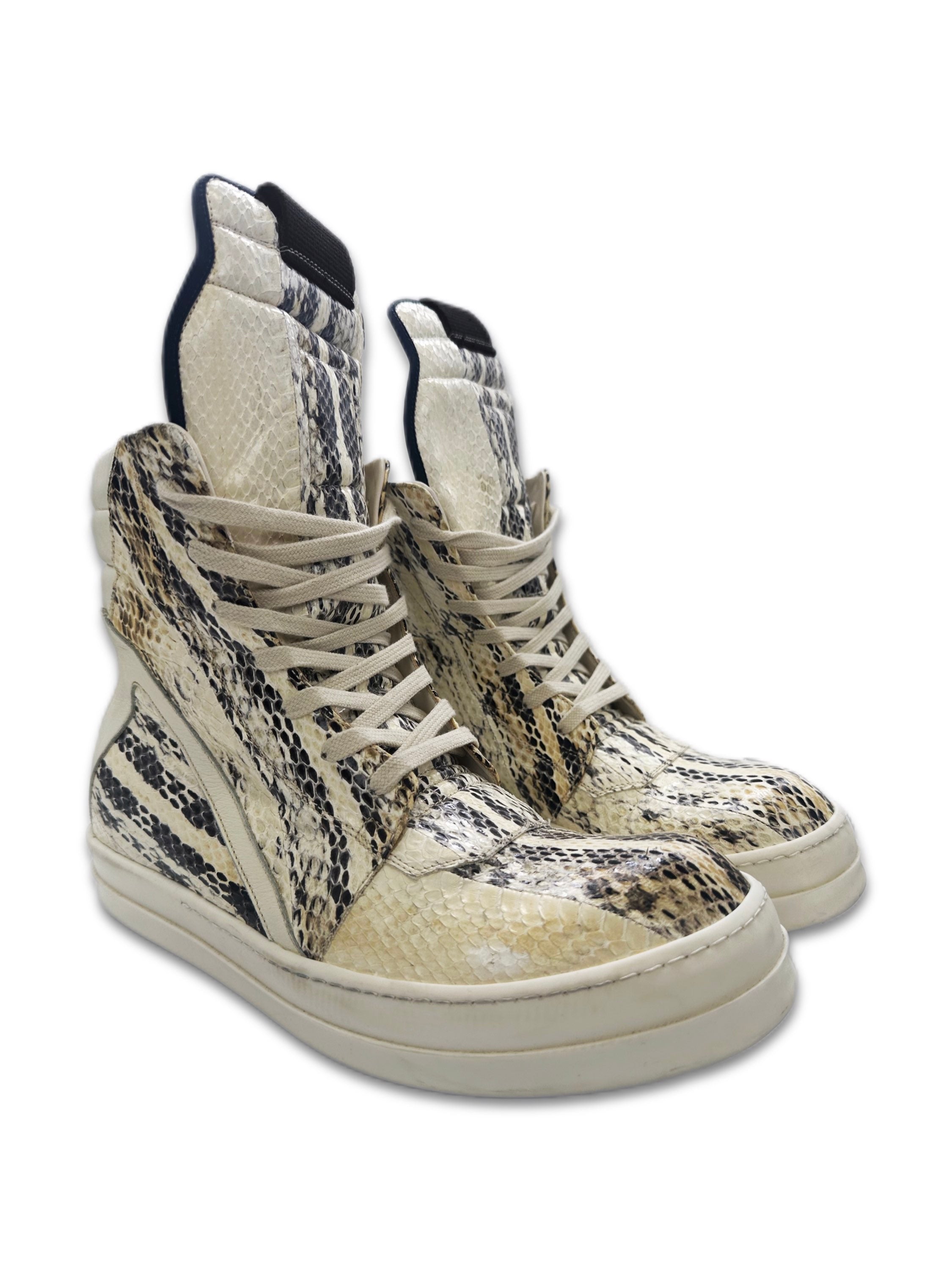 SS22 Rick Owens ‘Painted’ Python Skin Geobasket Sneakers