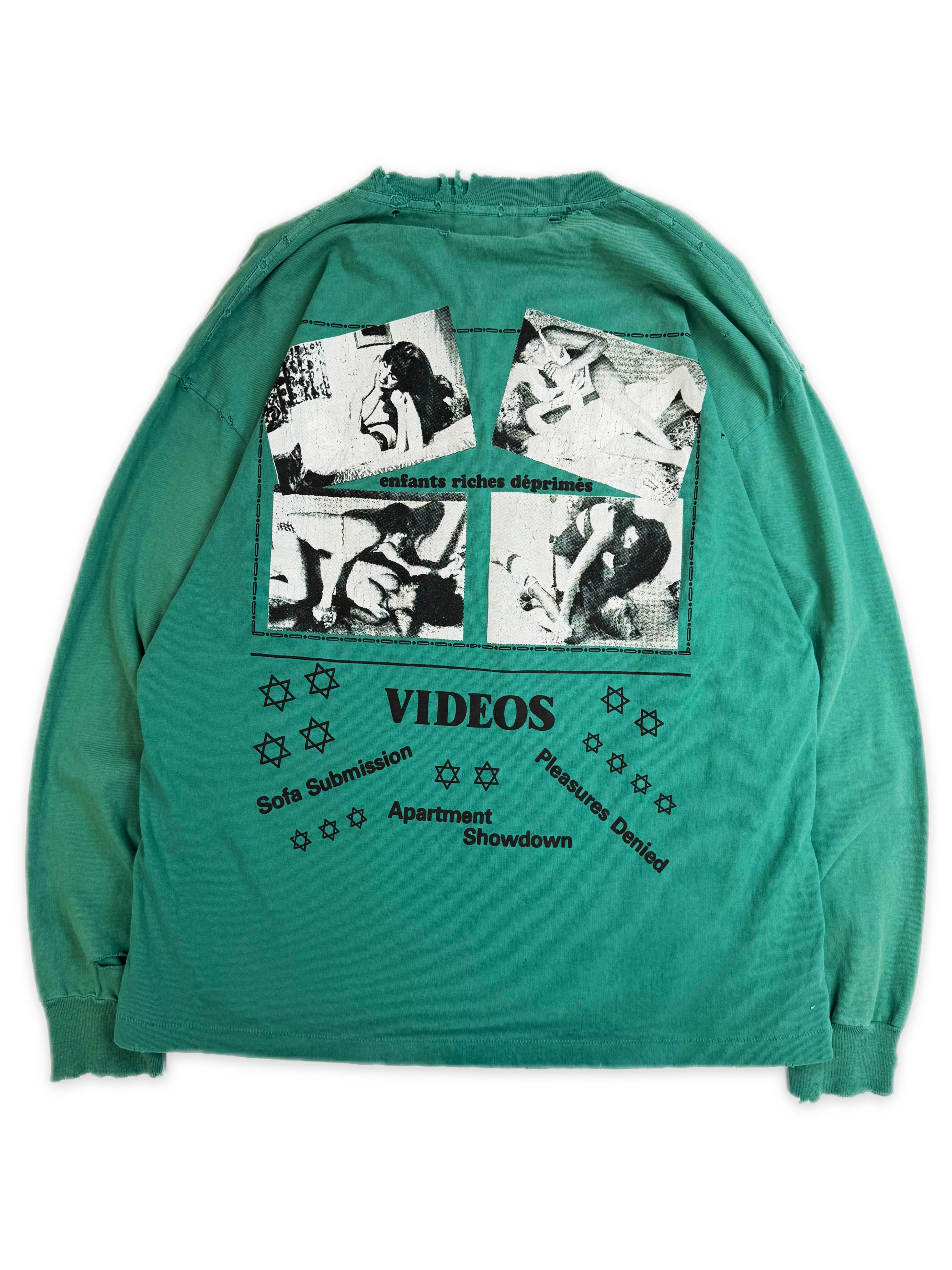 Enfants Riches Deprimes ‘Pleasures Denied’ Teal Distressed Long Sleeve