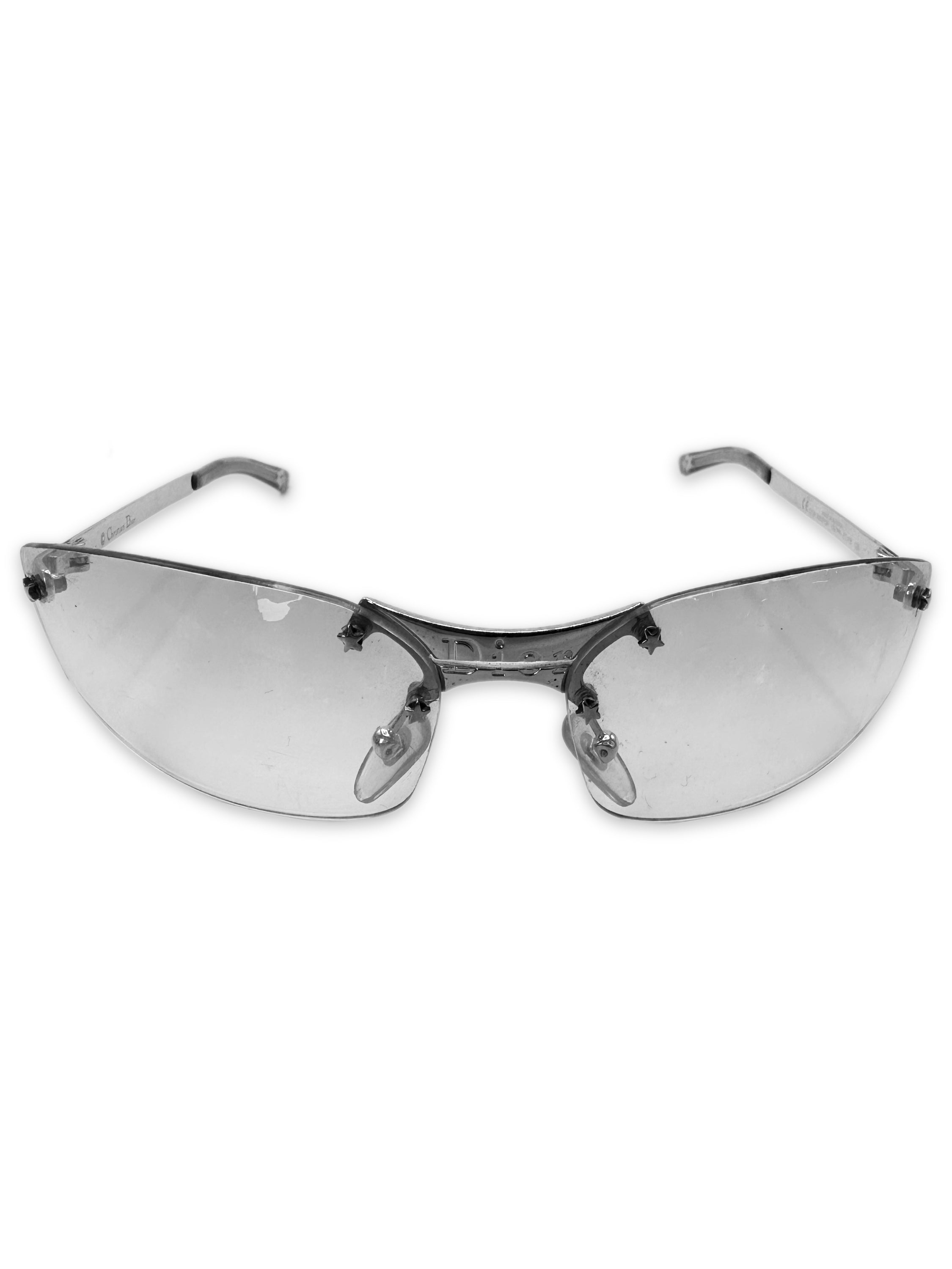 00s Dior Star Motif Clear Gradient Tint Sunglasses