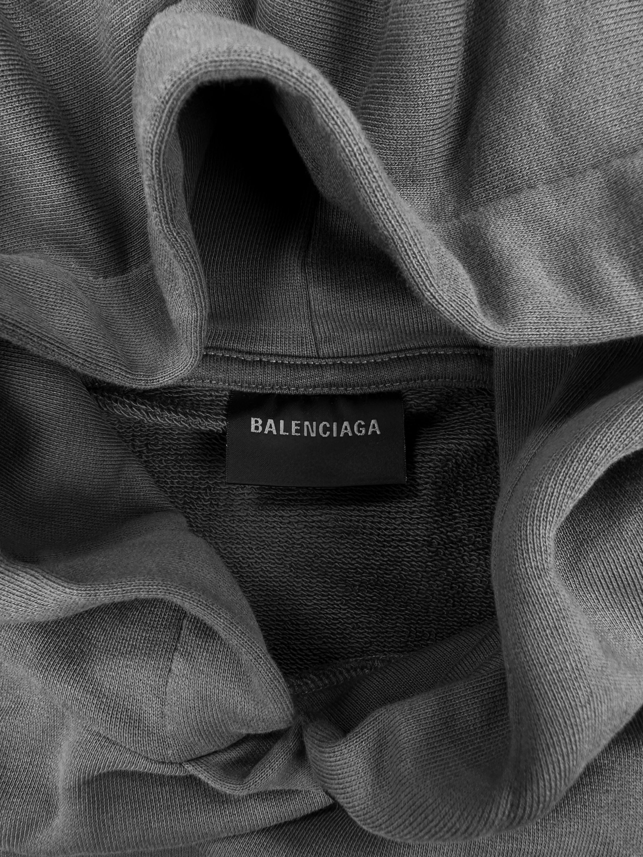 Balenciaga Embroidered Logo Slate Grey Heavy Weight Hoodie