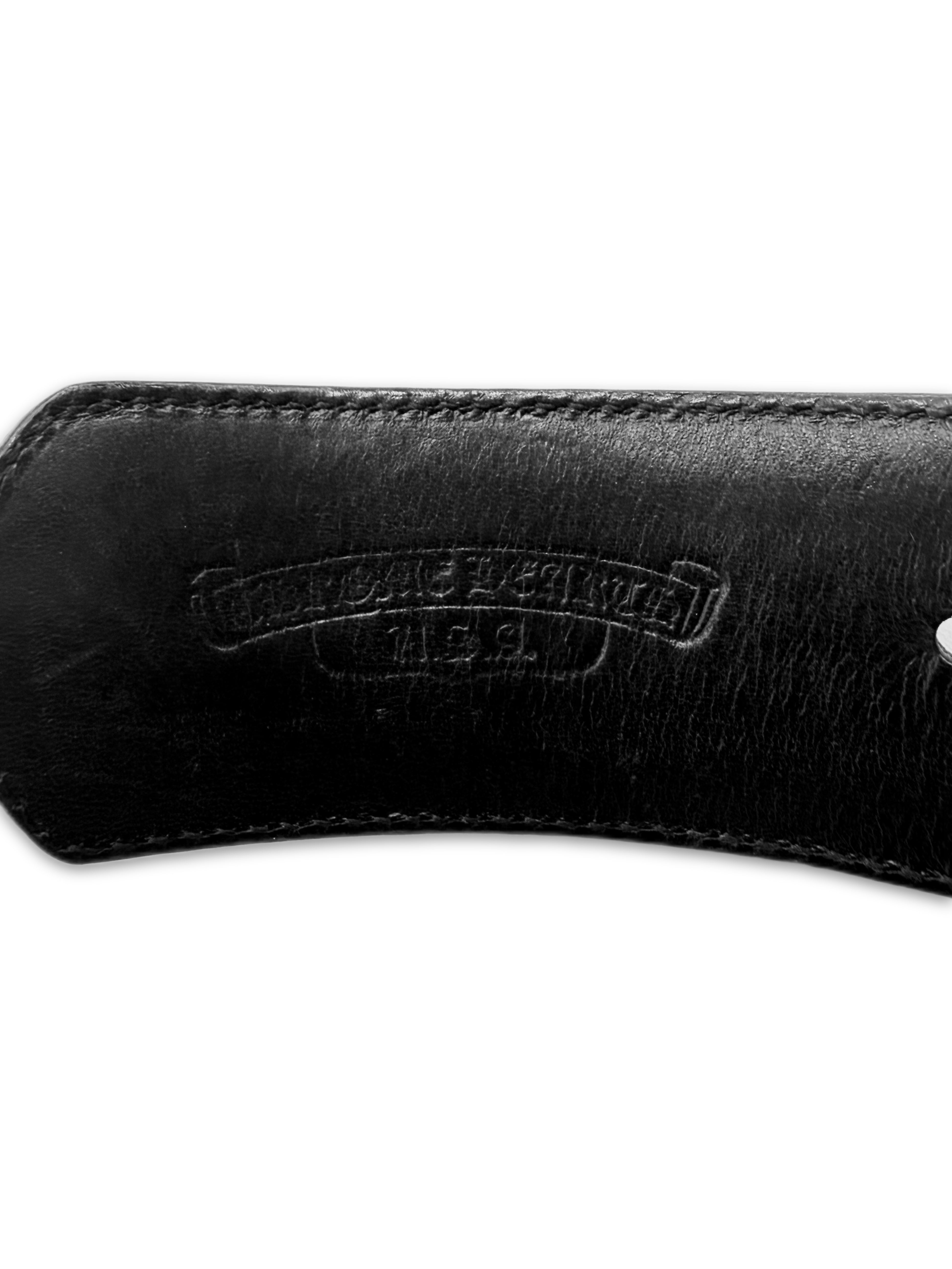 Chrome Hearts Eyelet Gromet Black Leather .925 Silver Belt Strap