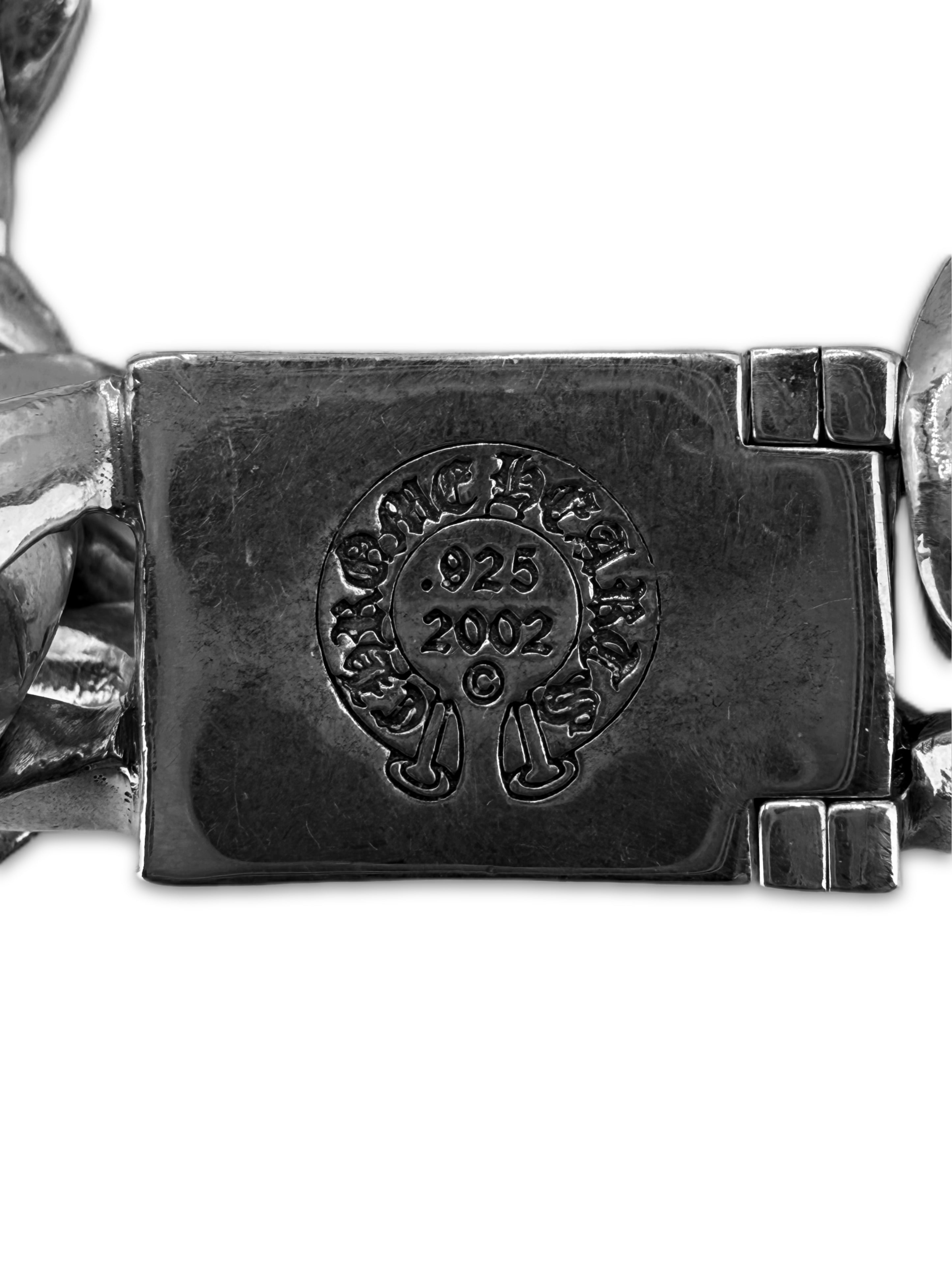 Chrome Hearts Plus Cross Box ID Cuban Link Silver Bracelet