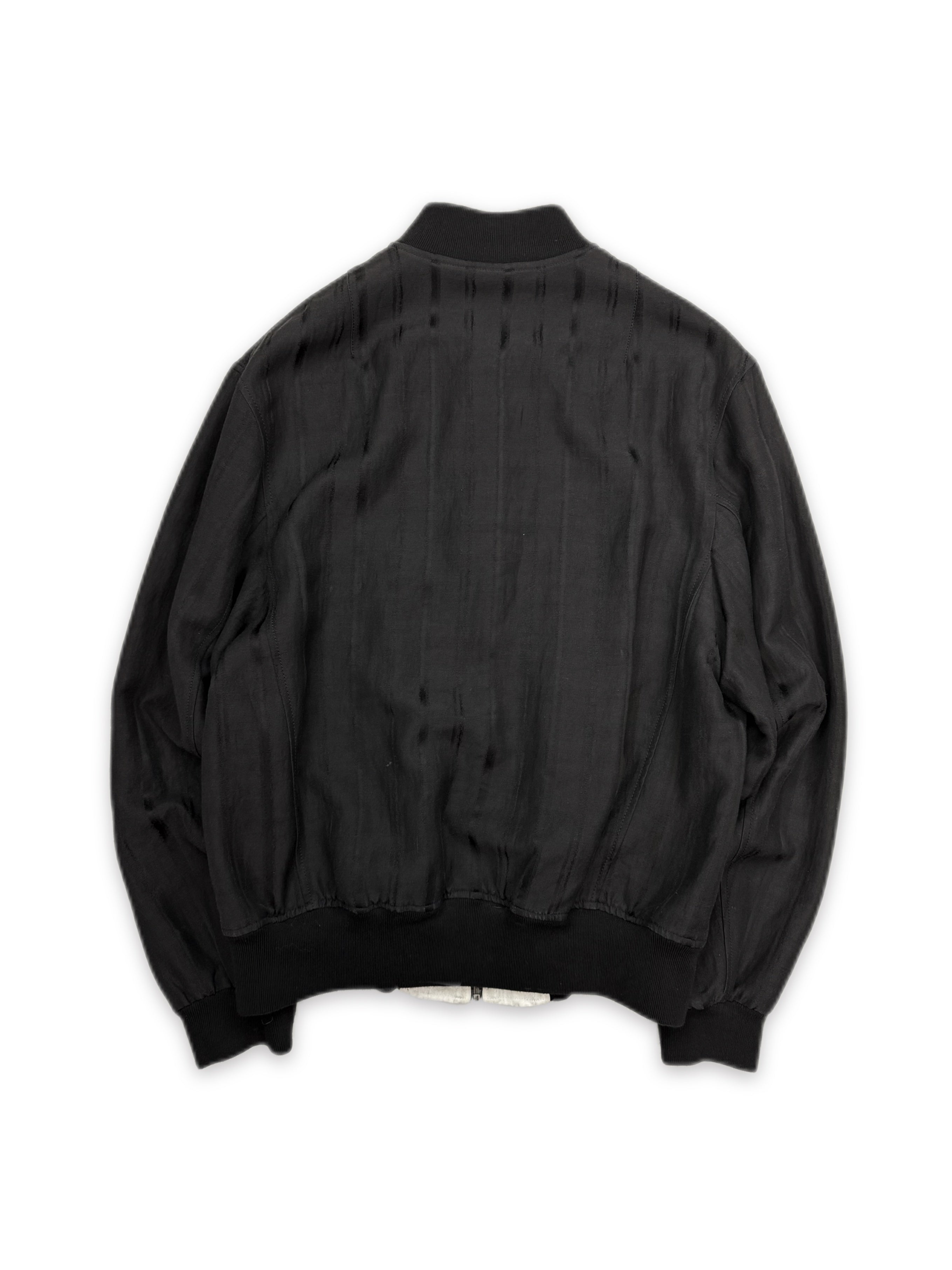 Ann Demeulemeester Black Pinstripe Weave Lined Bomber Jacket