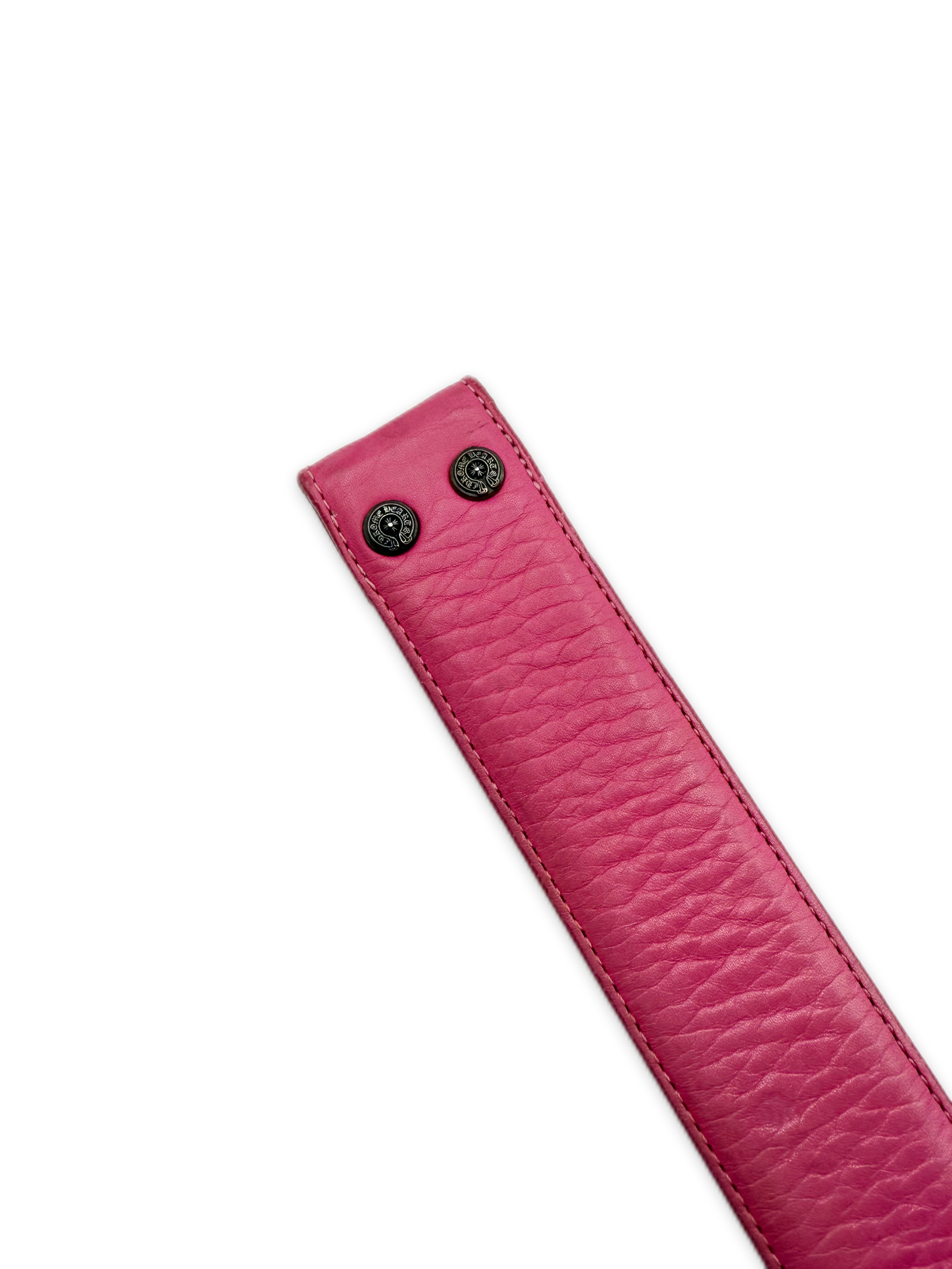 Chrome Hearts Pink Leather .925 Silver Belt Strap