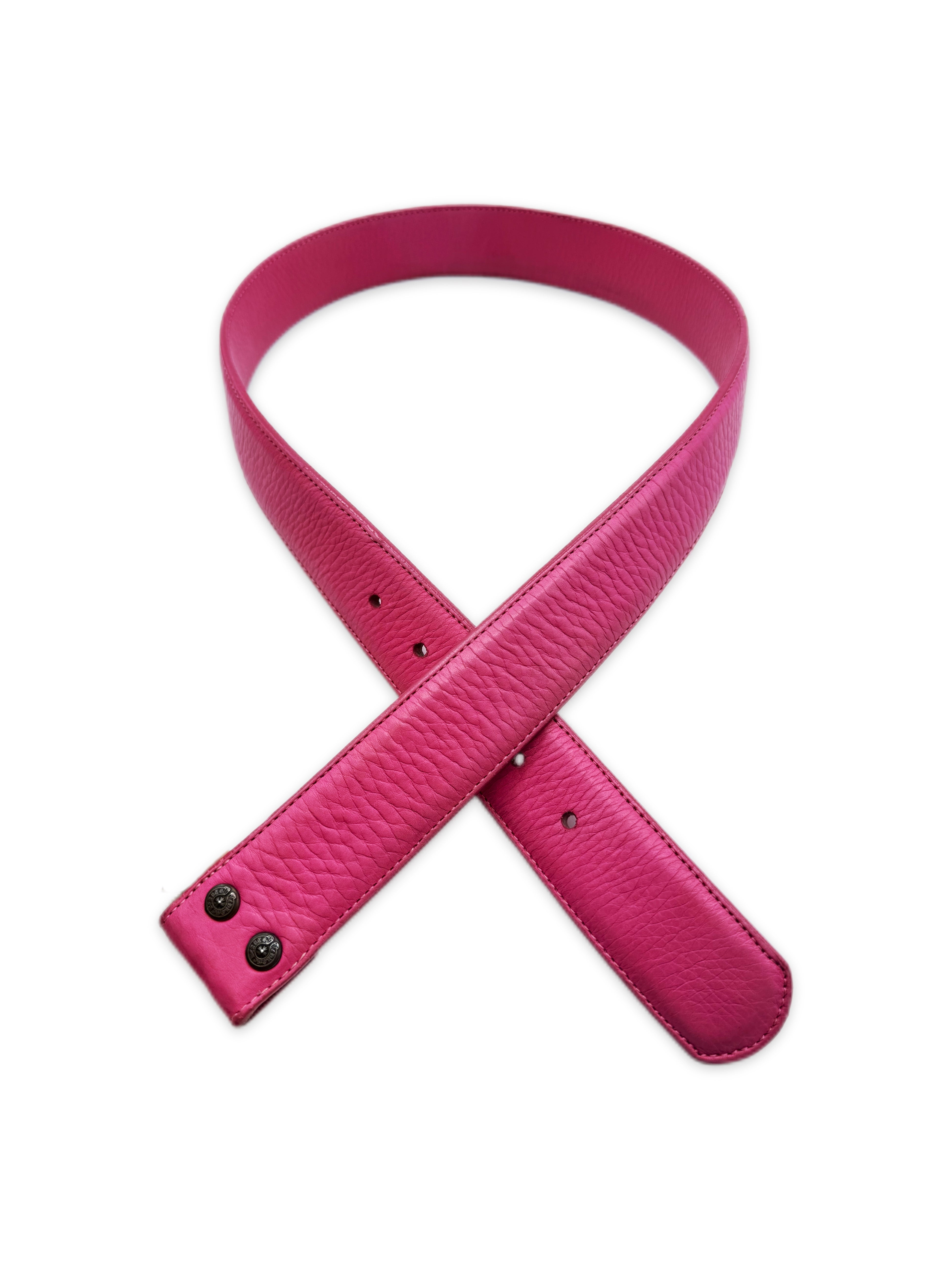 Chrome Hearts Pink Leather .925 Silver Belt Strap