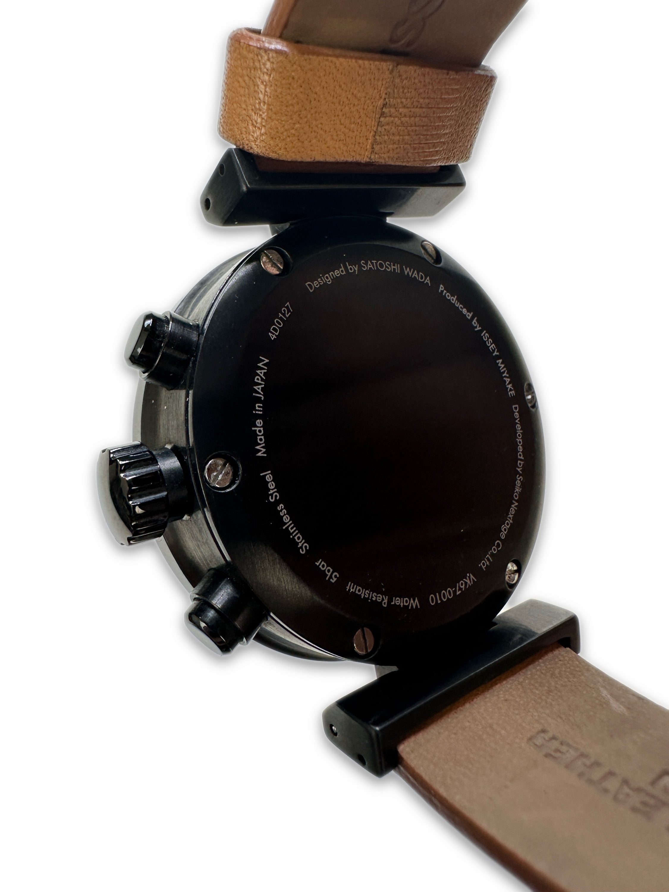 00s Issey Miyake by Satoshi Wada Black ‘Chronograph’ Leather Watch