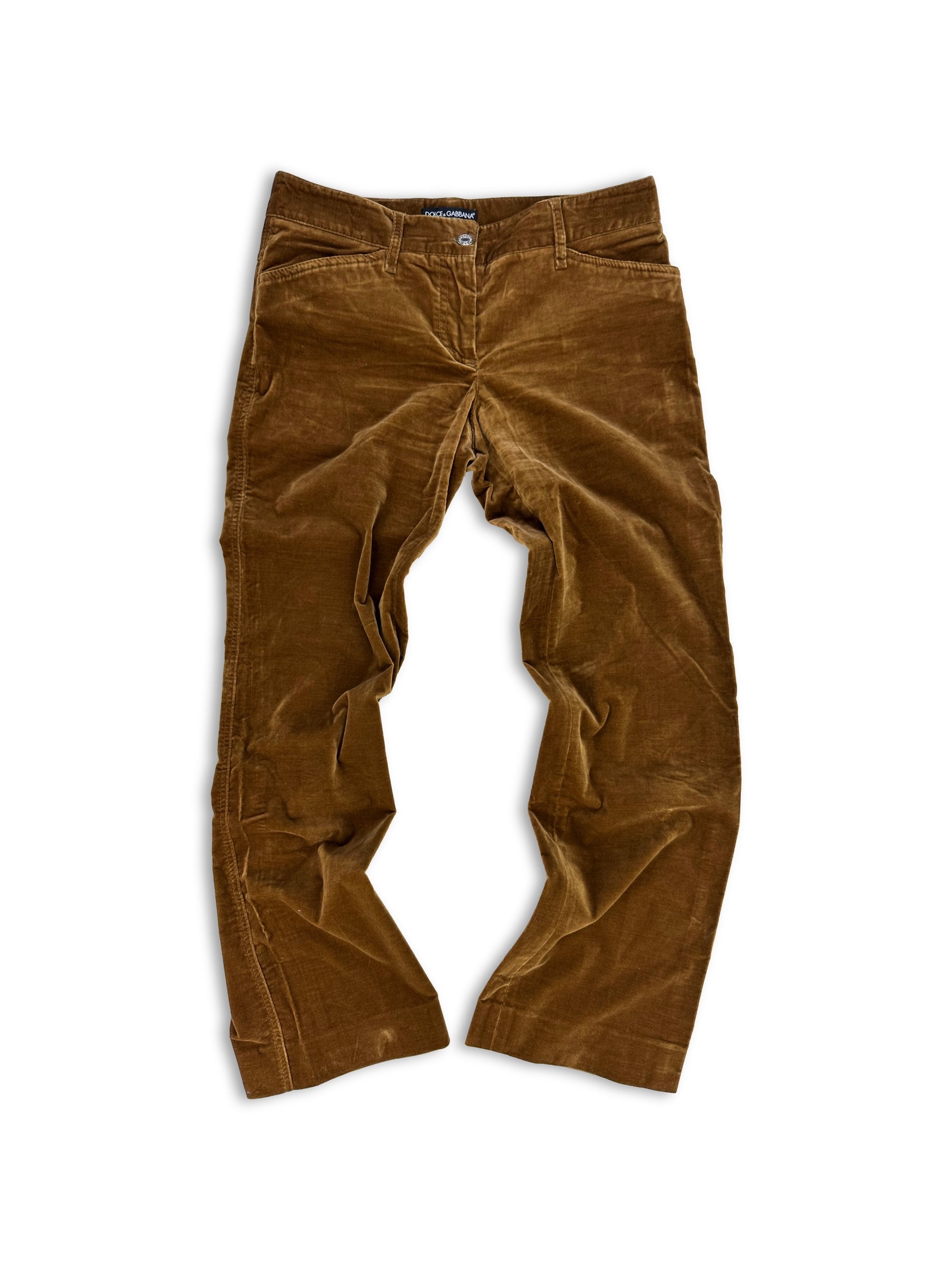 00s Dolce &amp; Gabbana Light Brown Velvet Trousers
