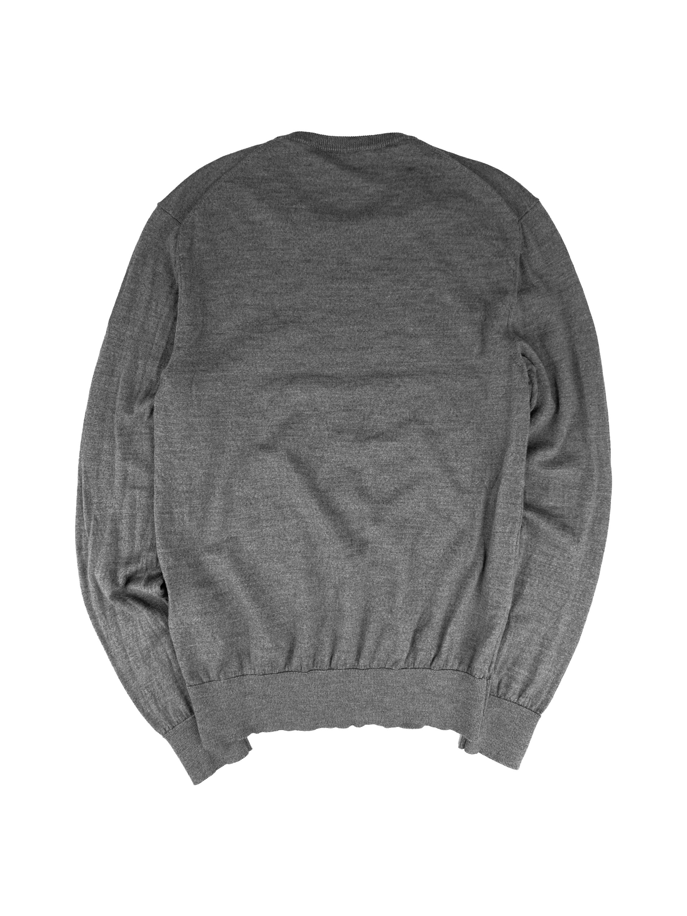 00s Versace Embroidered Logo Grey Knit Sweater