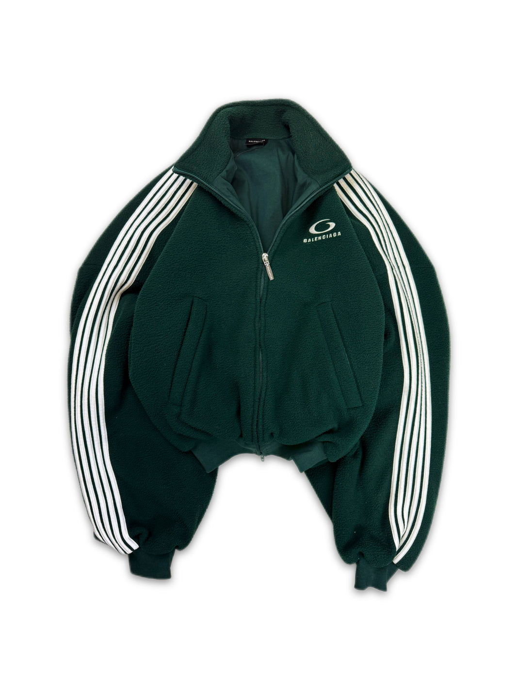 SS25 Balenciaga Cropped ‘Sport Icon’ Logo Striped Fleece Jacket