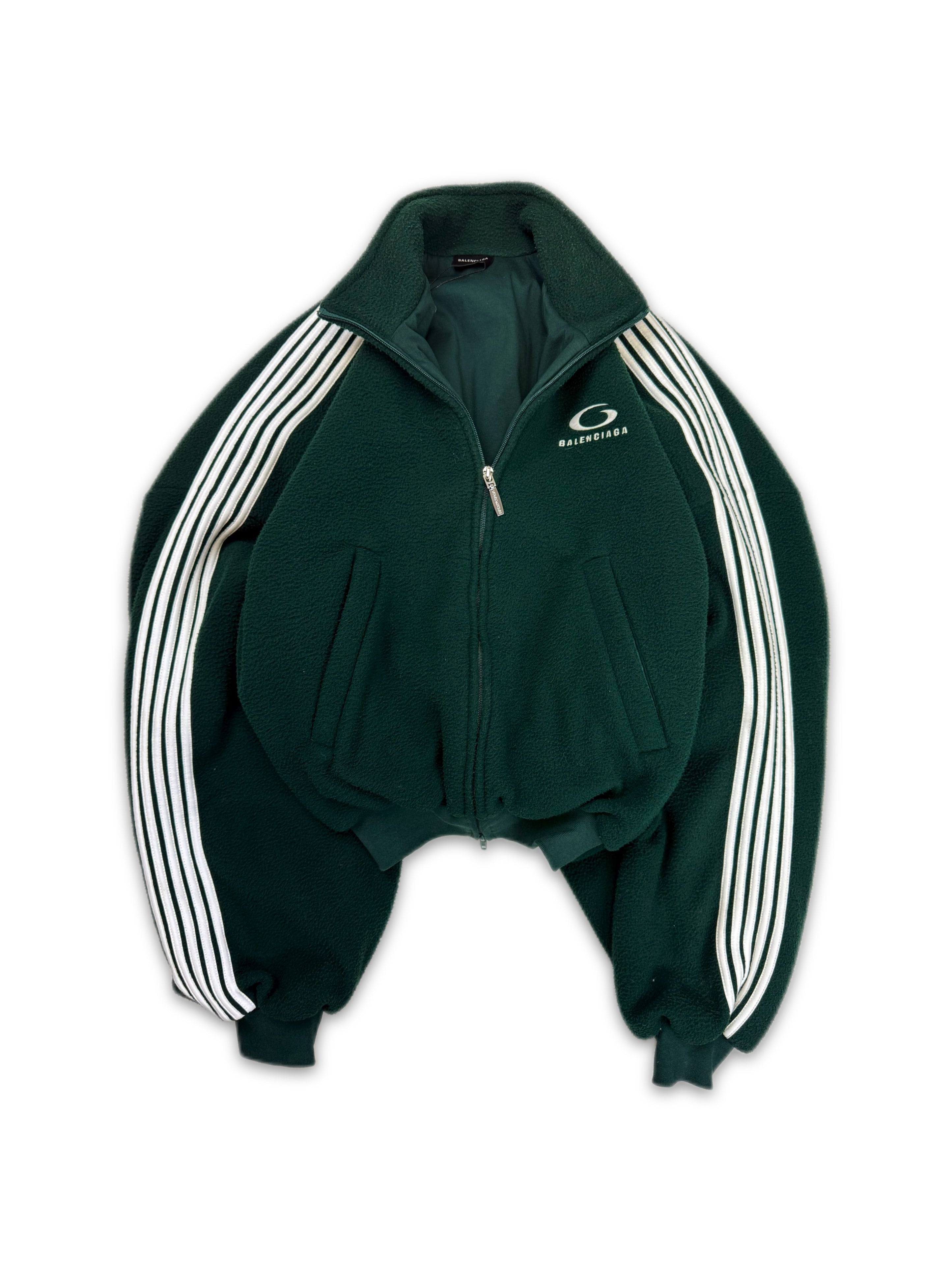SS25 Balenciaga Cropped ‘Sport Icon’ Logo Striped Fleece Jacket